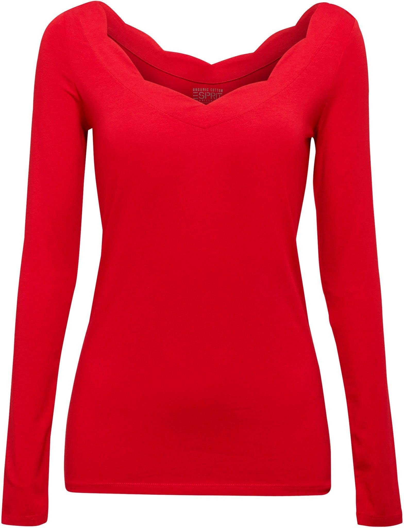 Image of Esprit Langarmshirt, mit V-Ausschnitt mit femininer Wellenkante bei Ackermann Versand Schweiz