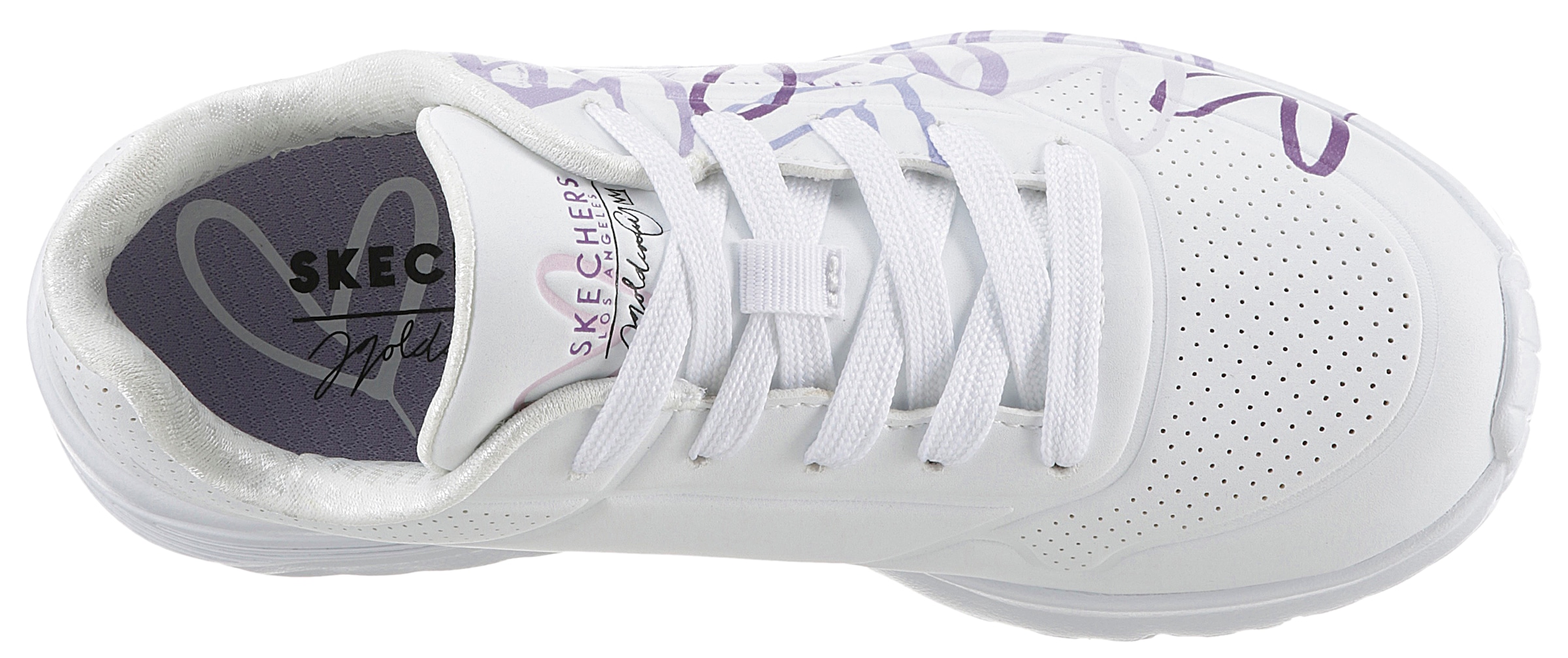 Skechers Sneaker »UNO LITE - SPREAD THE WORLD«, Schnürschuh mit süssem herzchen Print, Grössenschablone zum Download