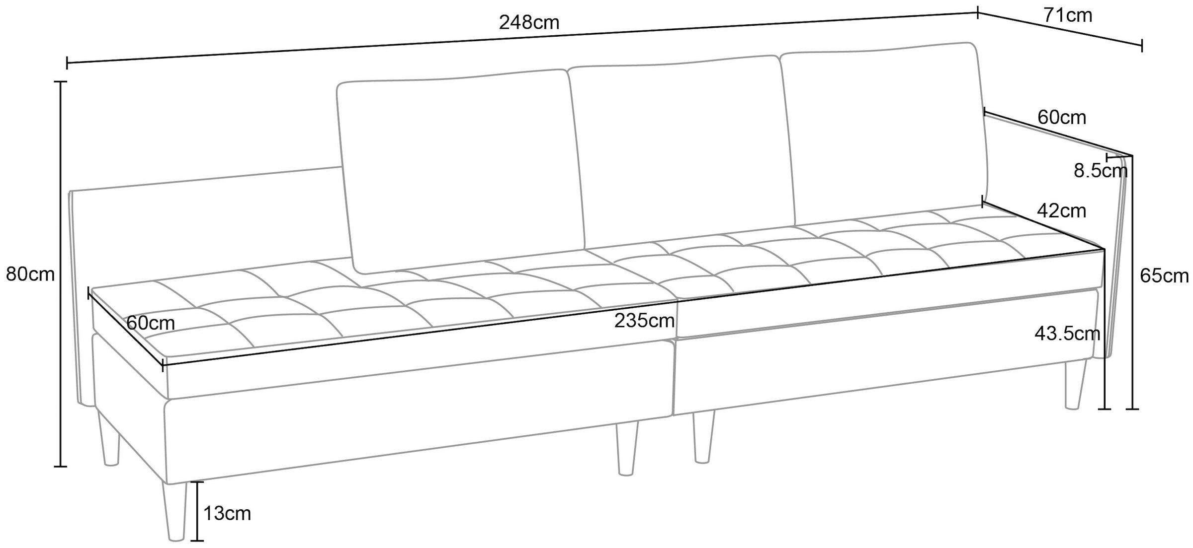 Dorel Home Ecksofa »LINDHUS, L-Form, verschiedene Stellvarianten, Loungesofa, Schlaf-Liege«, Modulsofa, Recamiere, grosser Bettkasten, Cord, Chenille