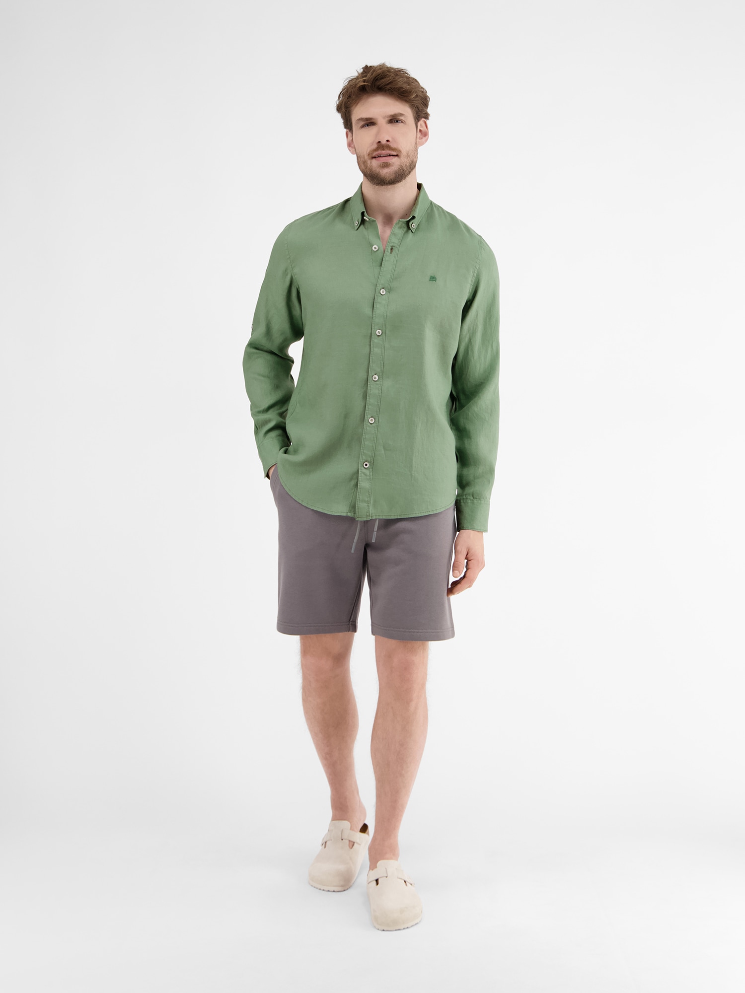 LERROS Langarmhemd »LERROS Herrenhemd in Leinen-Baumwoll-Blend«