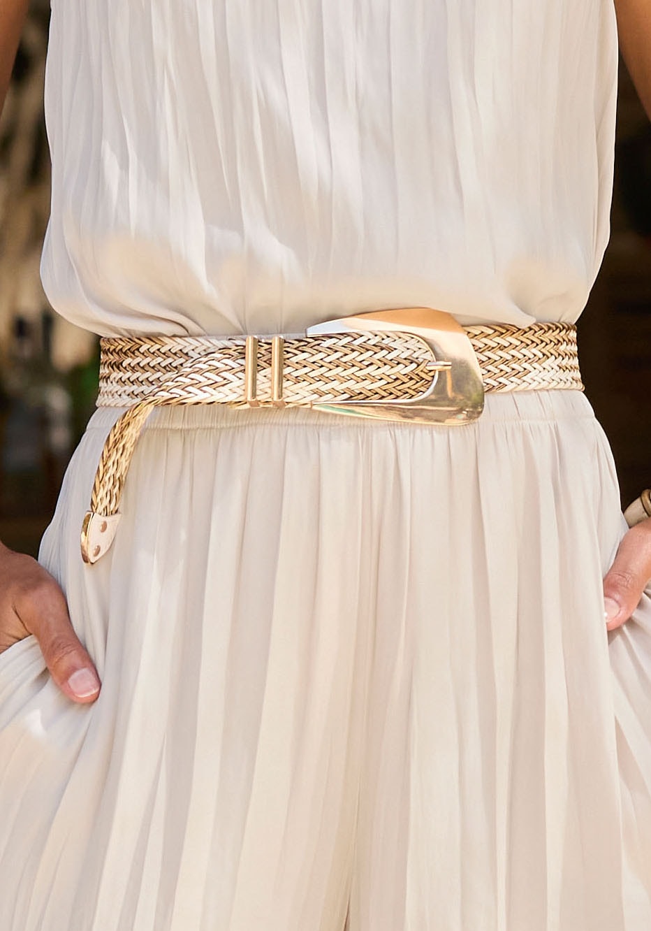 LASCANA Taillengürtel »Stretchgürtel, Schmuckgürtel, Gürtel für Kleid & Overall, Bauchgürtel« in moderner Bast-Optik mit Shaping-Effekt dank elastischem Material