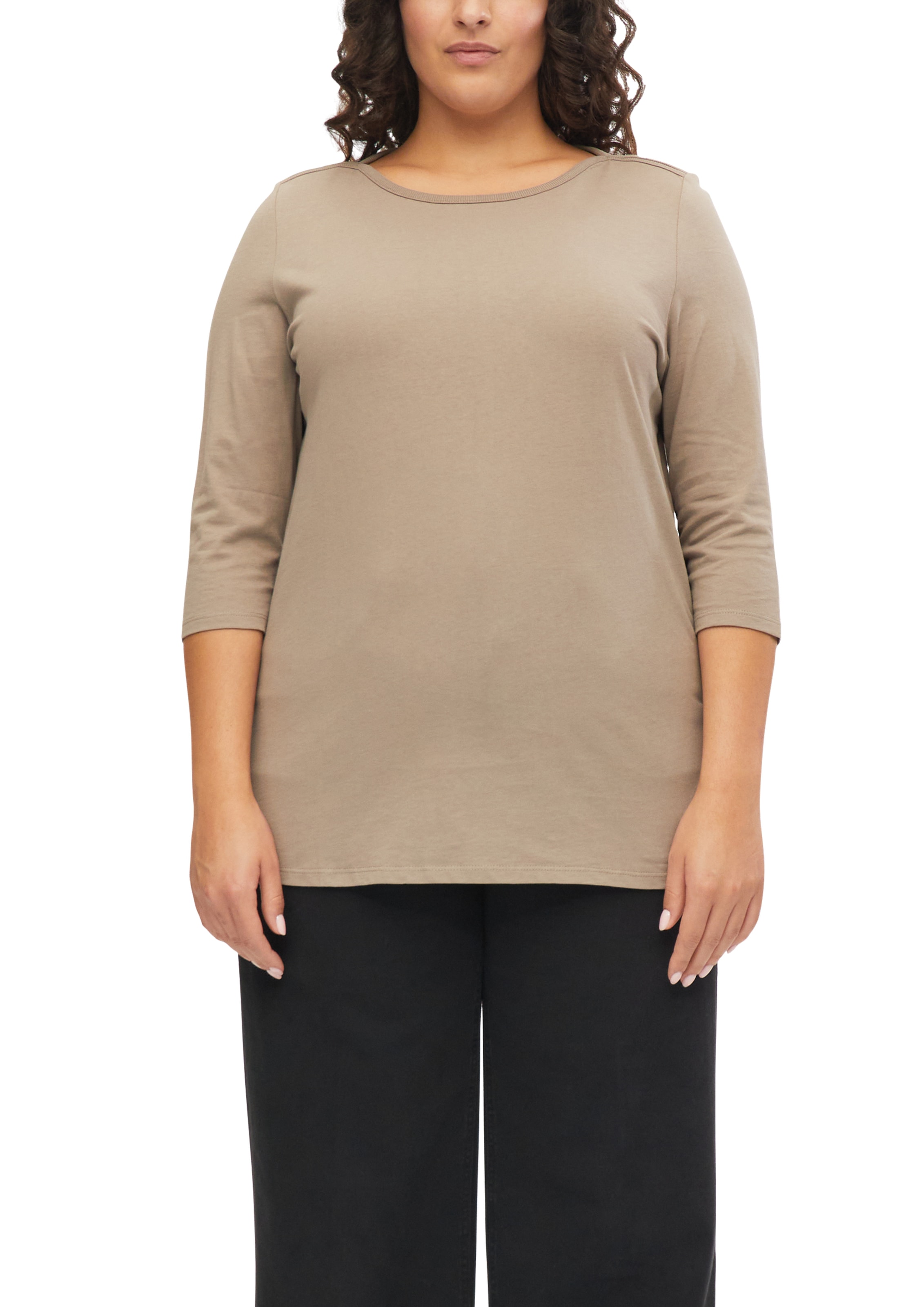 Image of s.Oliver CURVE 3/4-Arm-Shirt mit U-Boot-Ausschnitt / Grosse Grössen