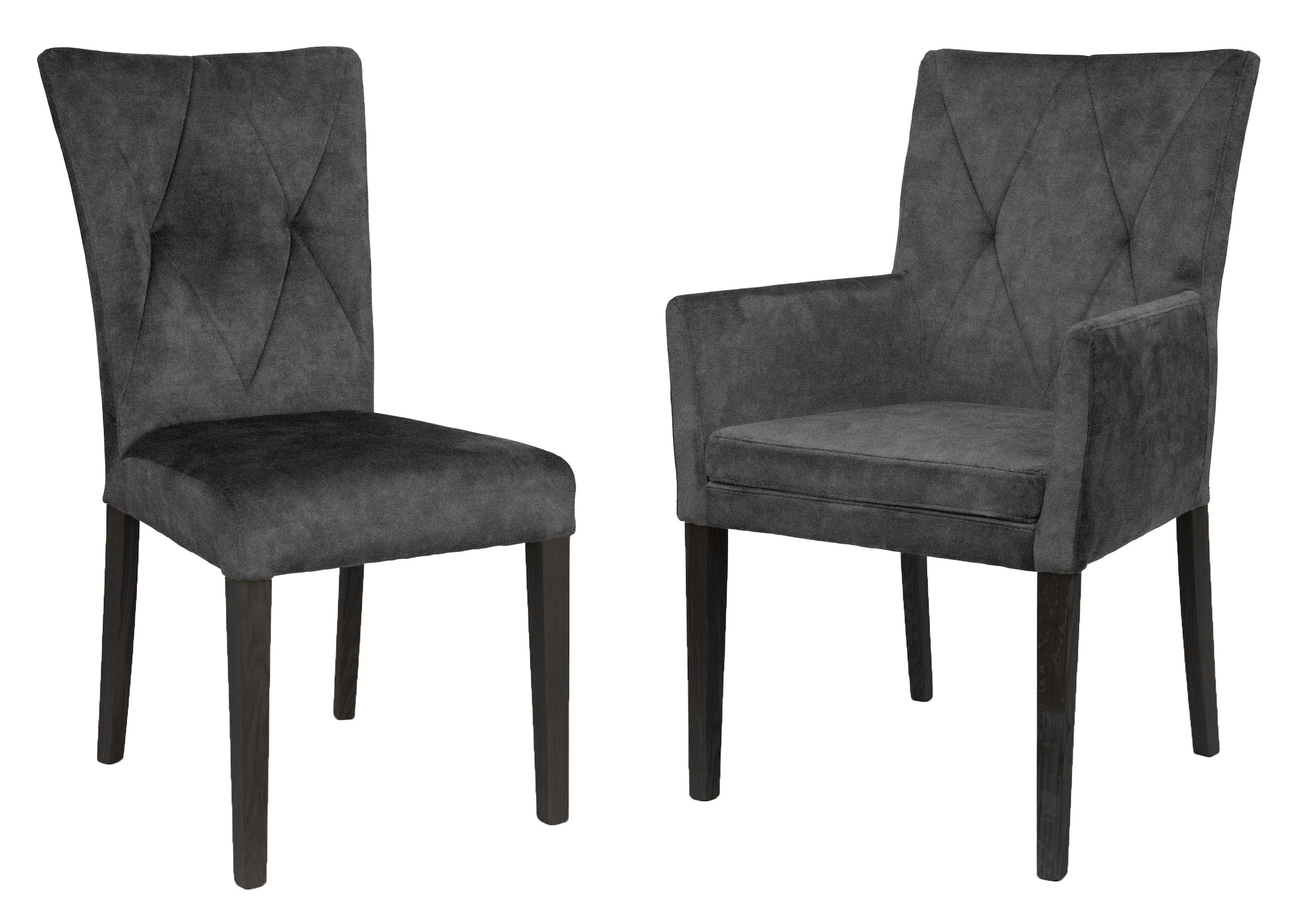 Home affaire 4-Fussstuhl »Diamond«, (Set), 2 St., Samtvelours, Sitz und Ruecken gepolstert