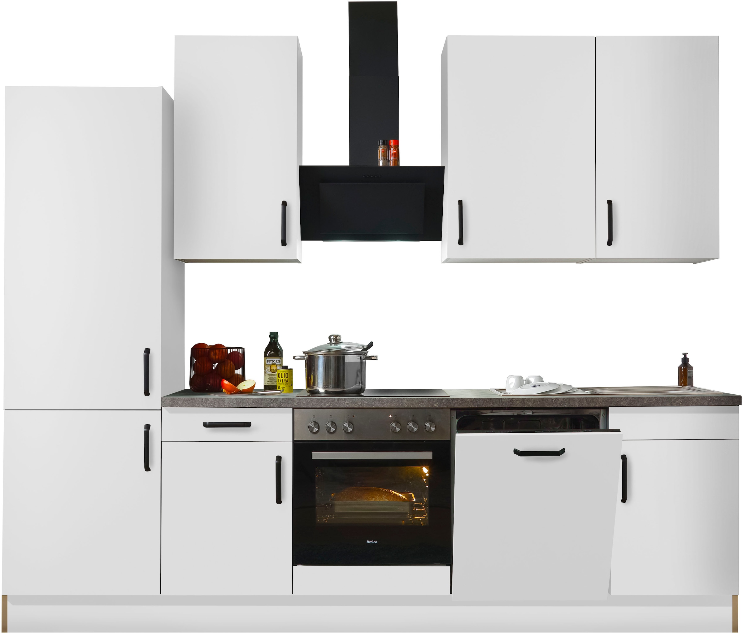 wiho Küchen Kitchenette »"Simi", mit verstellbaren Füssen, Breite 280 cm,« wahlweise mit E-Geräten, Soft-Close-Funktion in Schubkästen & Auszügen
