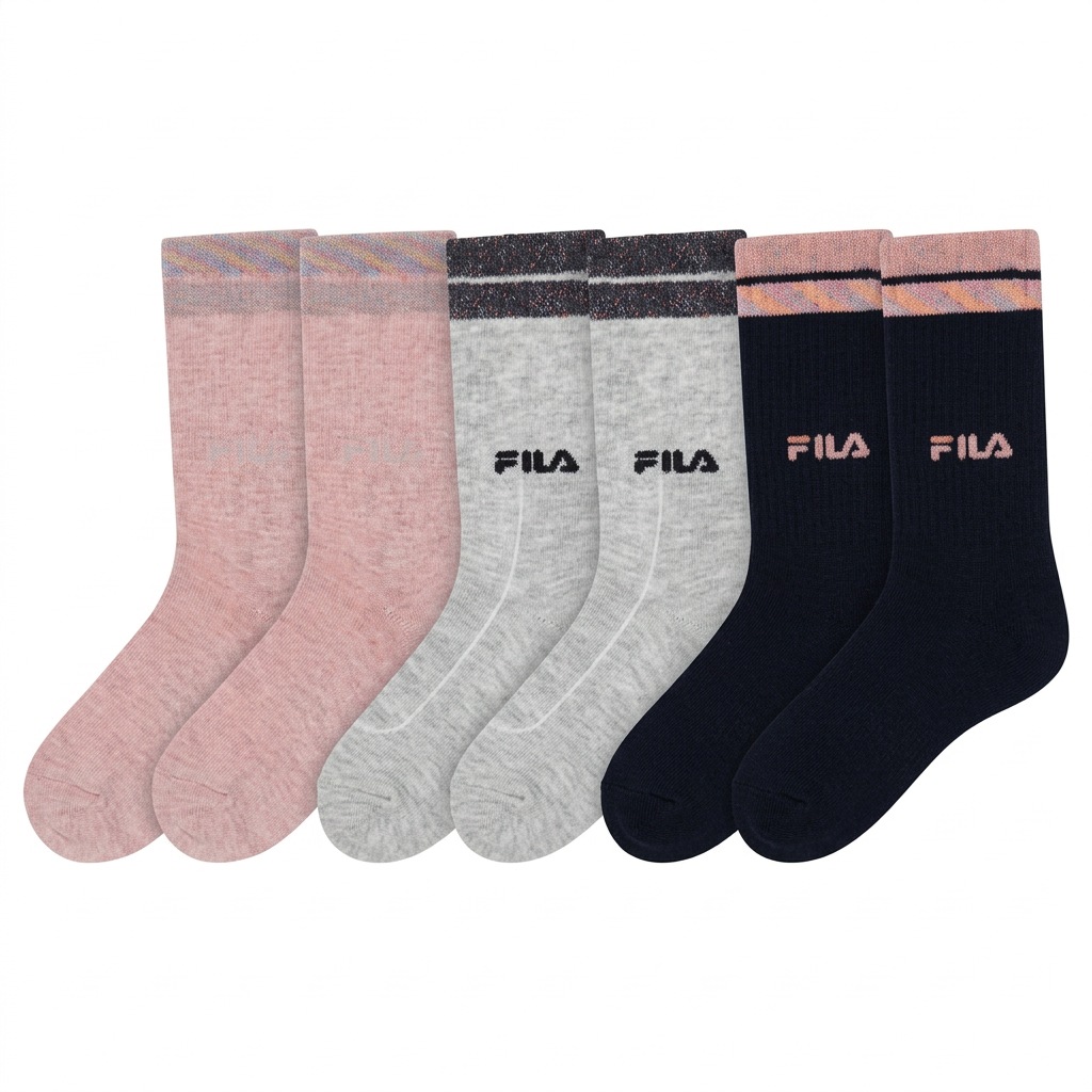 Fila Chaussettes basiques »JUNIOR GIRL NORMAL PLAIN SOCKS« 6 paires,  avec détails contrastés