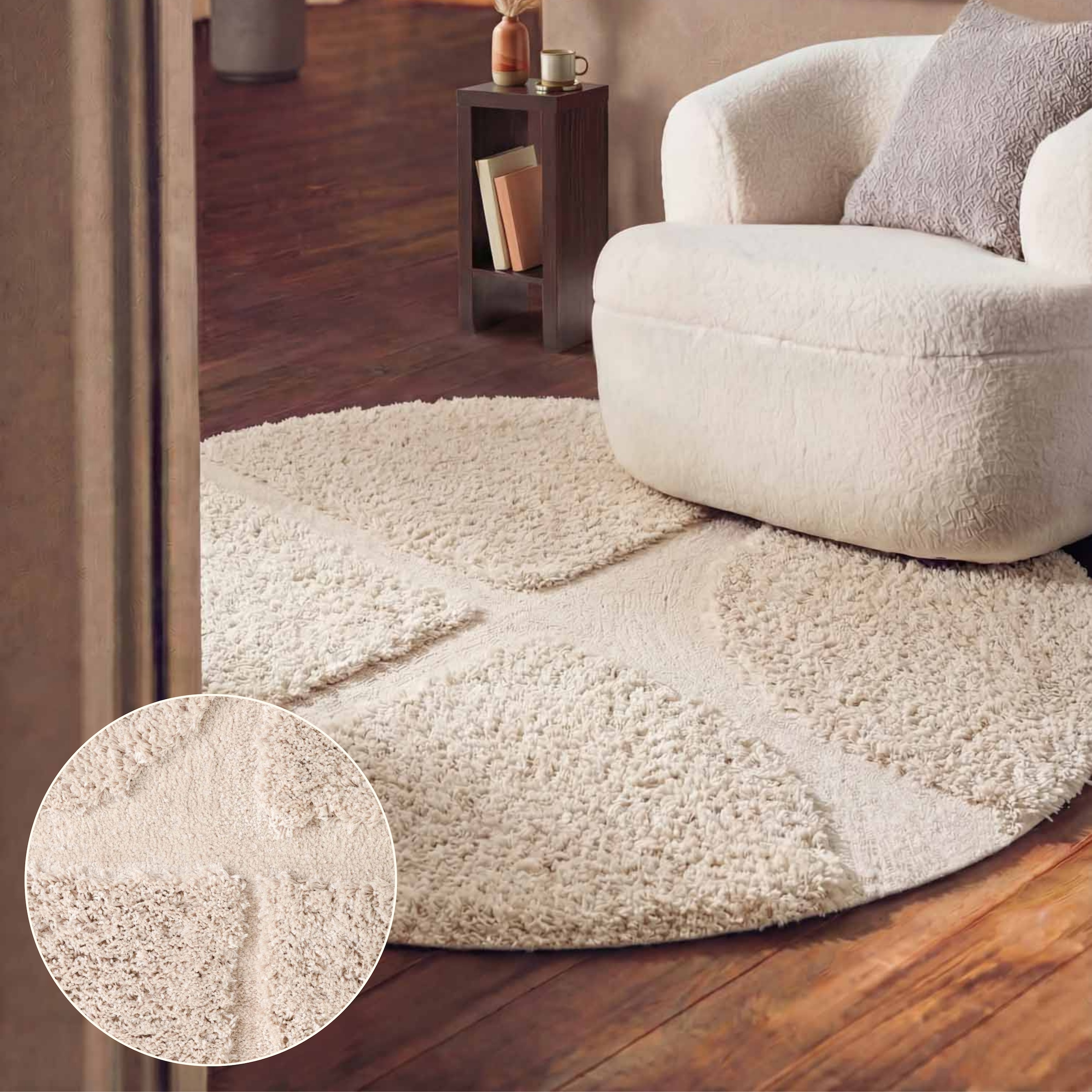 Image of Ted Baker Hochflor-Teppich "Jasper, auch in rund" rund 25 mm Höhe Hoch-Tief-Struktur, Weich, Shaggy, Modern, Wohnzimmer, Schlafzimmer