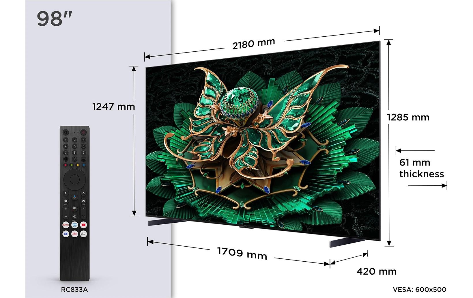 TCL QLED-Fernseher »98C7K« 249 cm/98 ″ Smart-TV