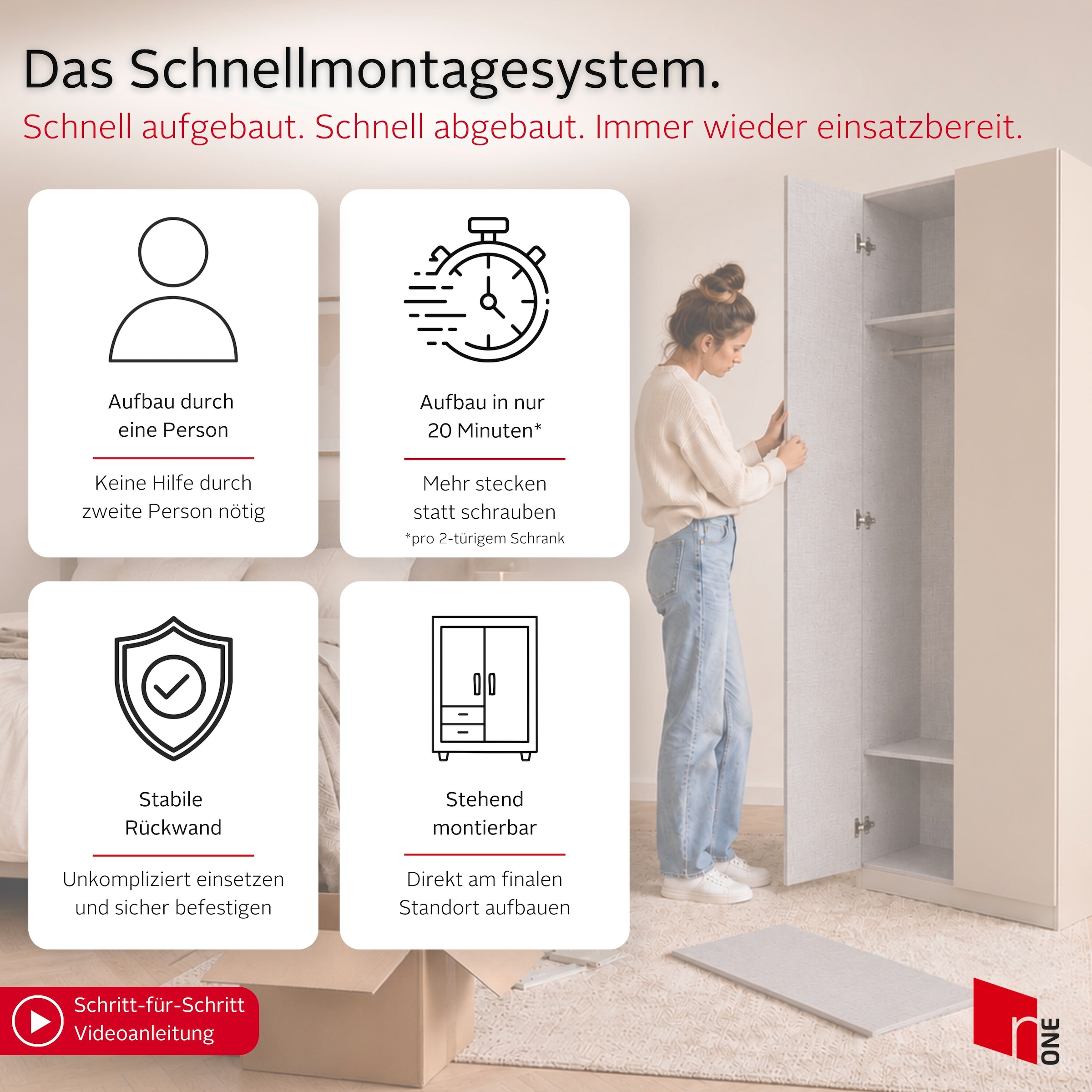 rauch Armoires à vêtements »Schrank Möbel Schlafzimmer Garderobe Kinderzimmer WELTNEUHEIT ELVIK« PATENTIERTES SCHNELLMONTAGESYSTEM mit Push-to-open MADE IN GERMANY