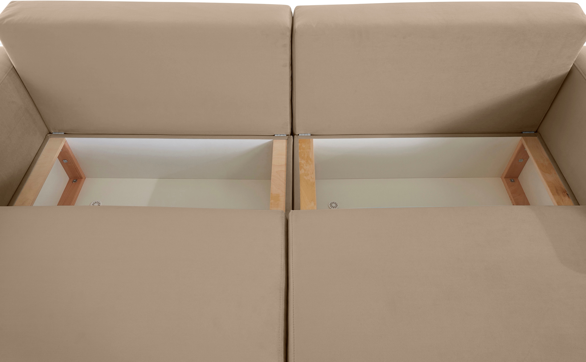 INOSIGN Ecksofa »Marva 3tlg. L-Form«, beide Armlehnelemente ausziehbar für Bettfunktion, mit Bettkasten
