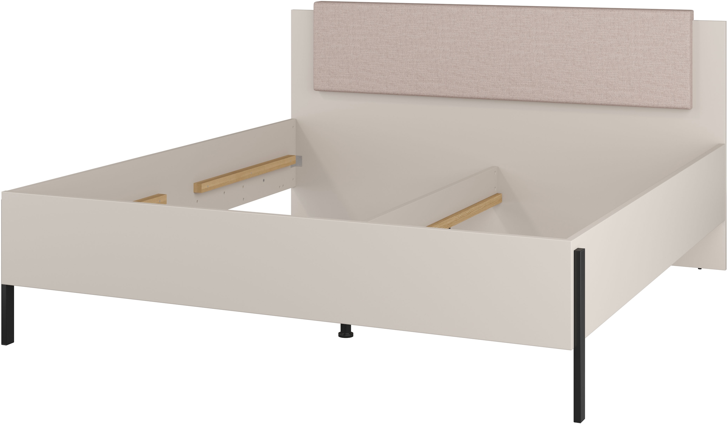 Home affaire Bett »Jukon, mit gepolstertem Kopfteil, Füsse aus Metall, modernes Design«, (3 Breiten:100cm, 160cm und 180cm), in drei Grössen, perfekt auch als Jugendbett