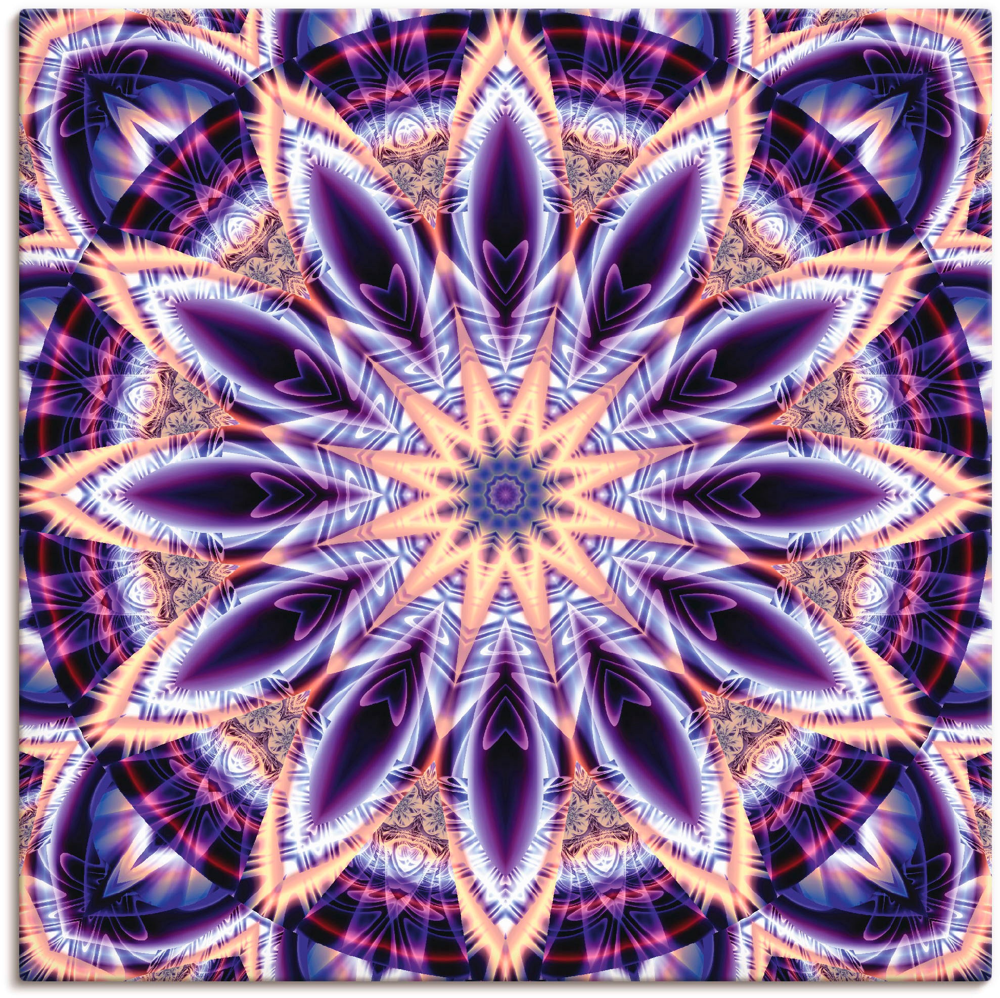 Image of Artland Wandbild »Mandala Stern lila«, Muster, (1 St.), in vielen Grössen & Produktarten - Alubild / Outdoorbild für den Aussenbereich, Leinwandbild, Poster, Wandaufkleber / Wandtattoo auch für Badezimmer geeignet bei Ackermann Versand Schweiz