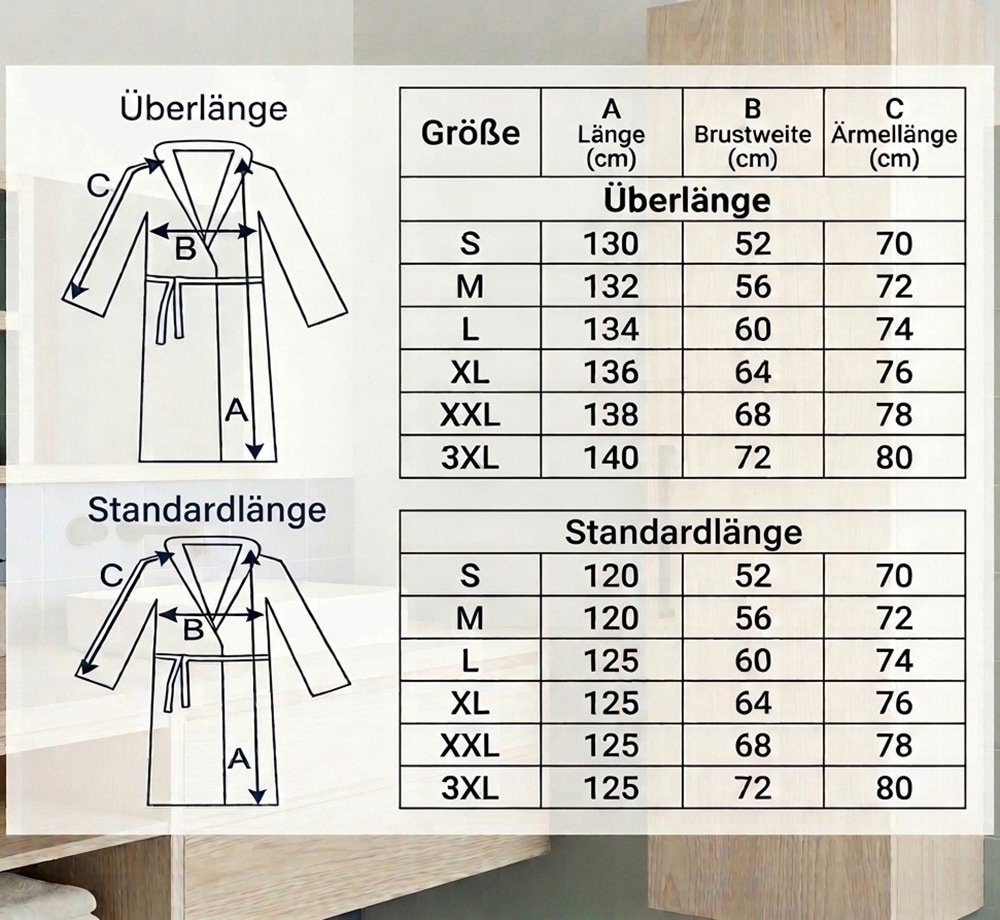 KangaROOS Unisex-Bademantel »Cassidy, für Damen & Herren, Standardlänge & Überlänge« 1 Stk. mit Taschen, Männer und Frauen, Baumwolle, Reise, Hotel, Sauna, S-3XL