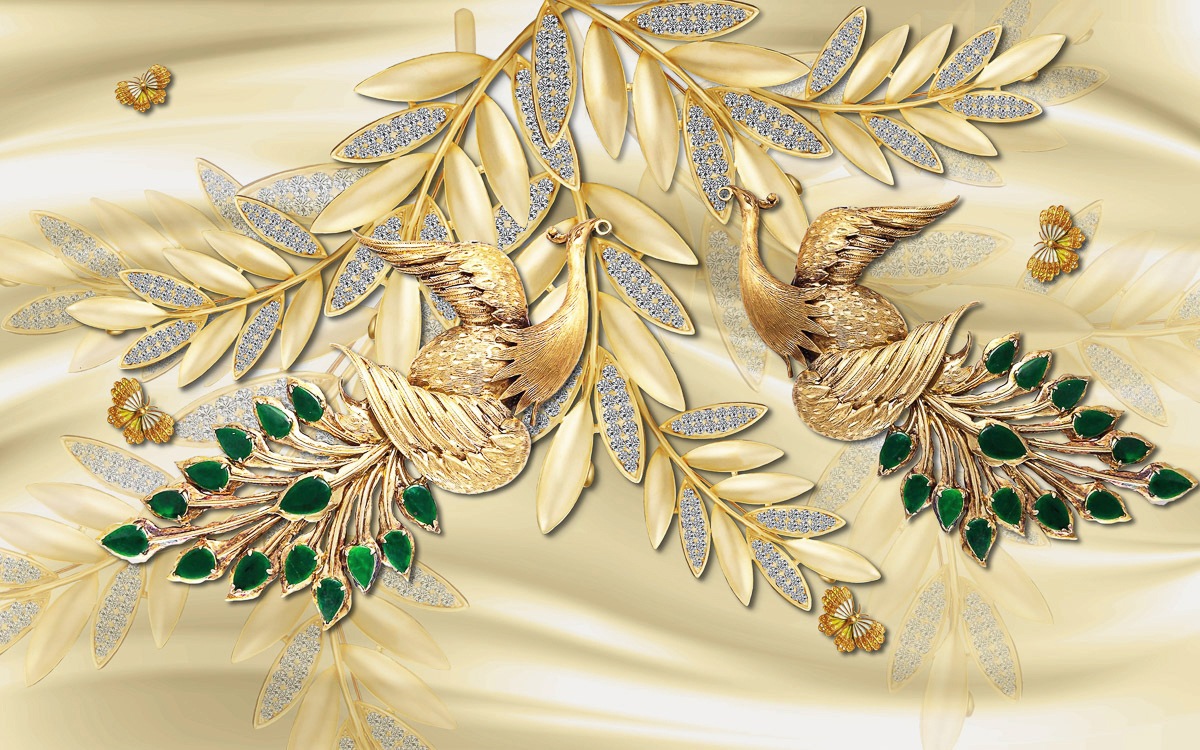 Image of Papermoon Fototapete »Muster mit Blumen und Pfauen«, Vliestapete, hochwertiger Digitaldruck, inklusive Kleister bei Ackermann Versand Schweiz