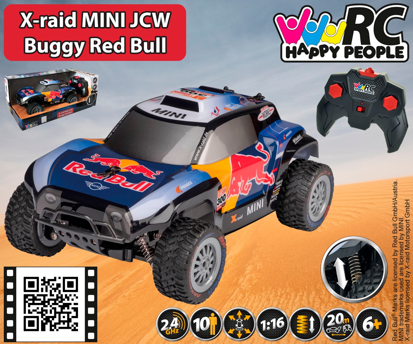 Happy People RC-Buggy »Mini Cooper JCW X-Raid Red Bull« mit Fernbedienung