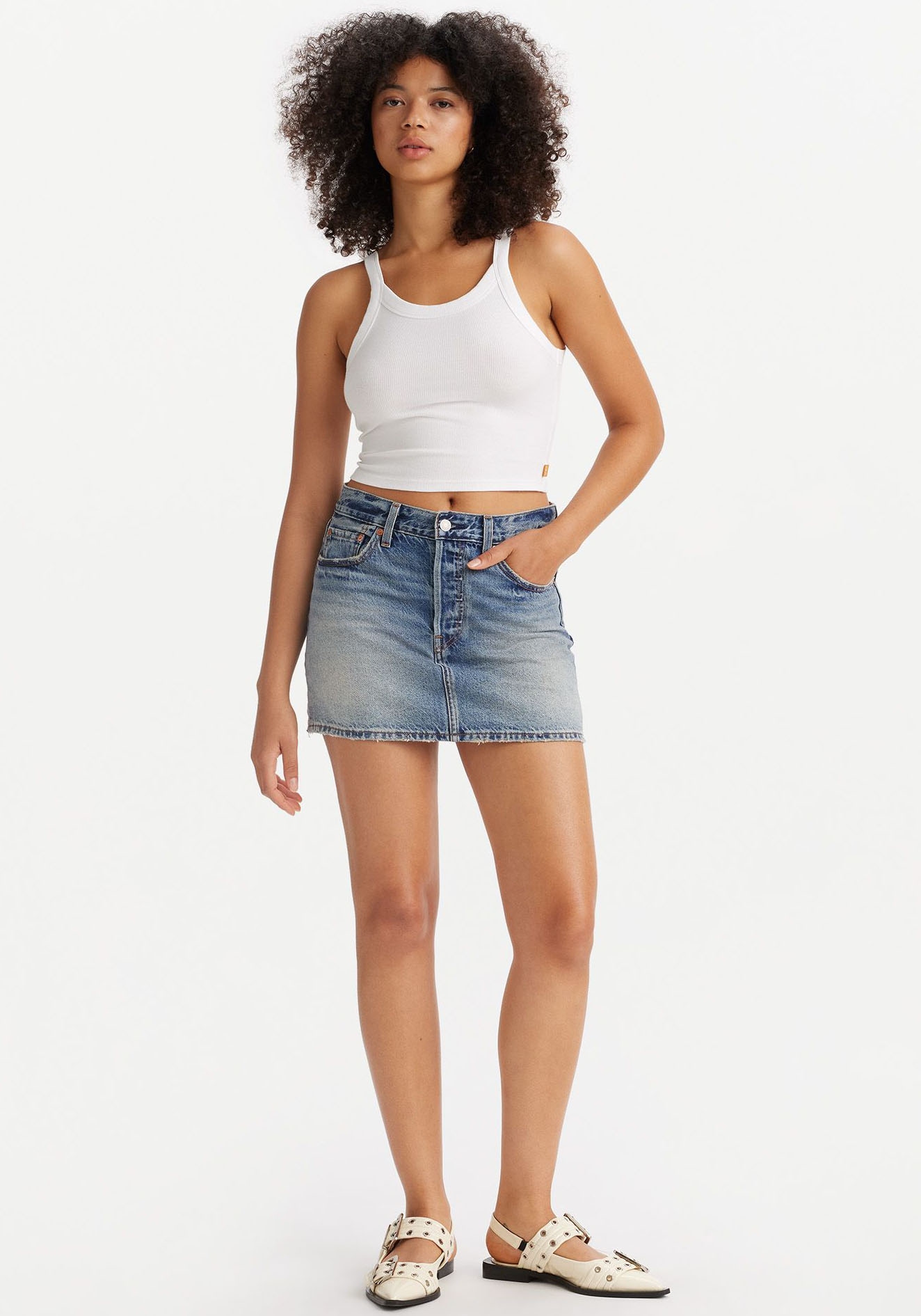 Levi's® Jeansrock »ICON SKIRT«, mit Used-Effekten und ausgefransten Kanten