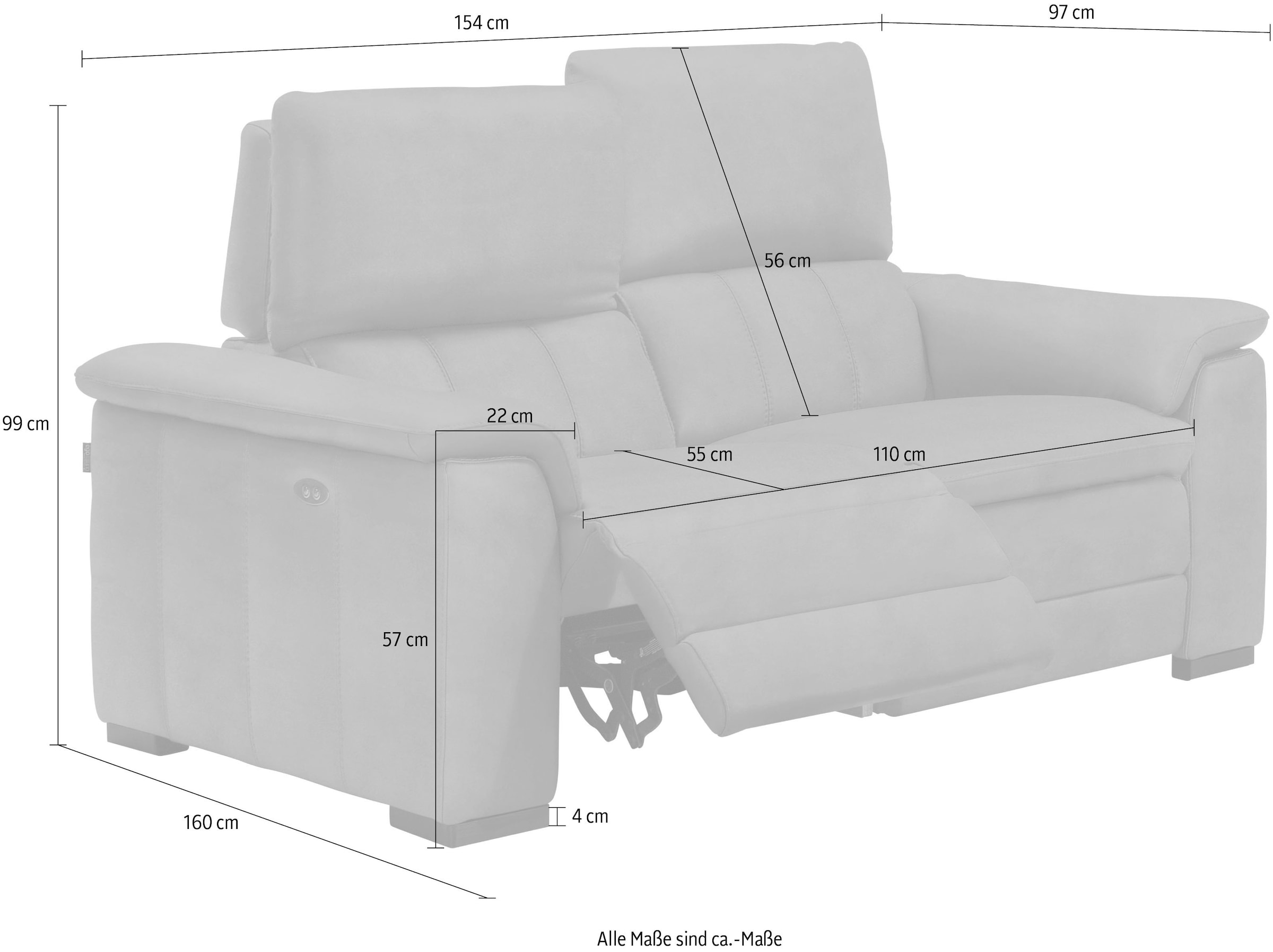 Egoitaliano 2-Sitzer »Capucine«, wahlweise mit elektrisch oder manuell verstellbarer Relaxfunktion