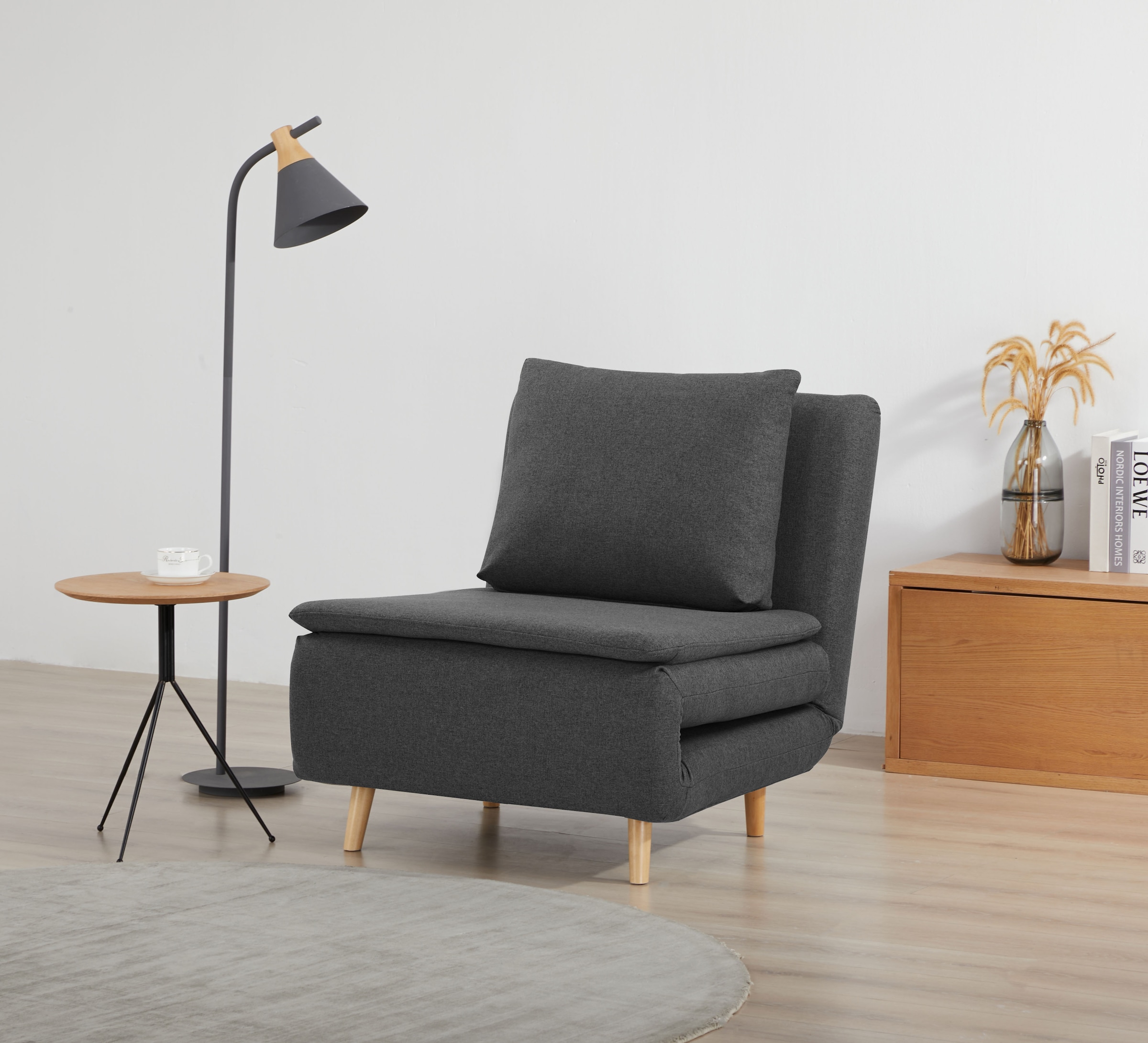 INOSIGN Sessel »AINSLEY« wandelbar zum Gästebett, Schlafsofa, Webstoff u. Cord-Bezug