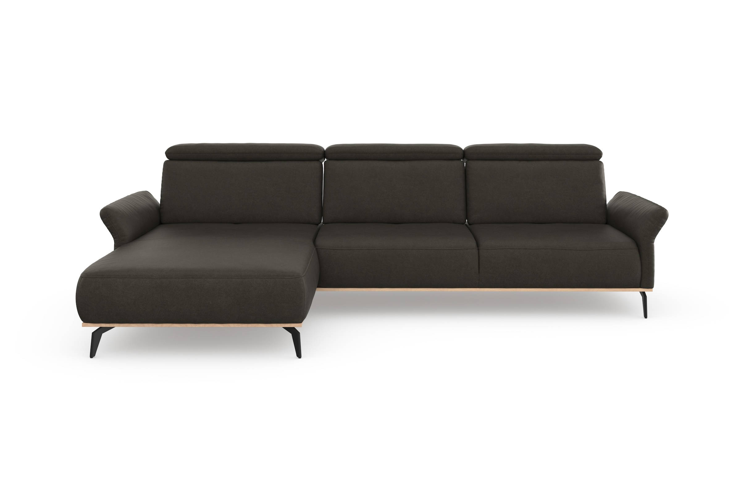 Places of Style Ecksofa »Fjord L-Form«, massiv, wahlweise mit Armlehnfunktion, Kopf- Sitztiefenverstellung