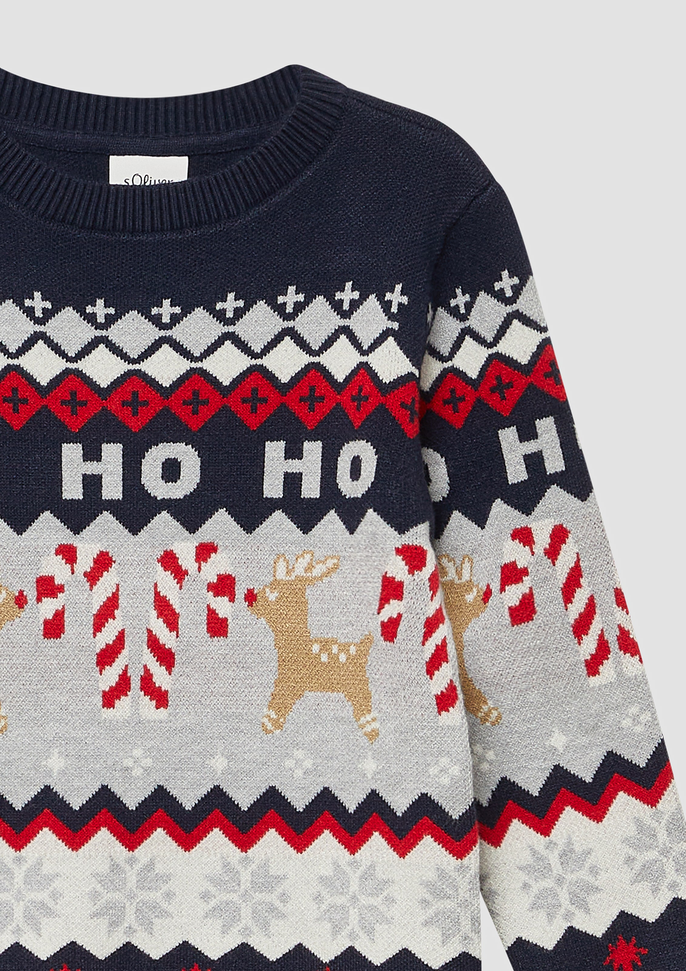 s.Oliver Junior Weihnachtspullover mit Rundhalsausschnitt, Intarsie, Regular Fit