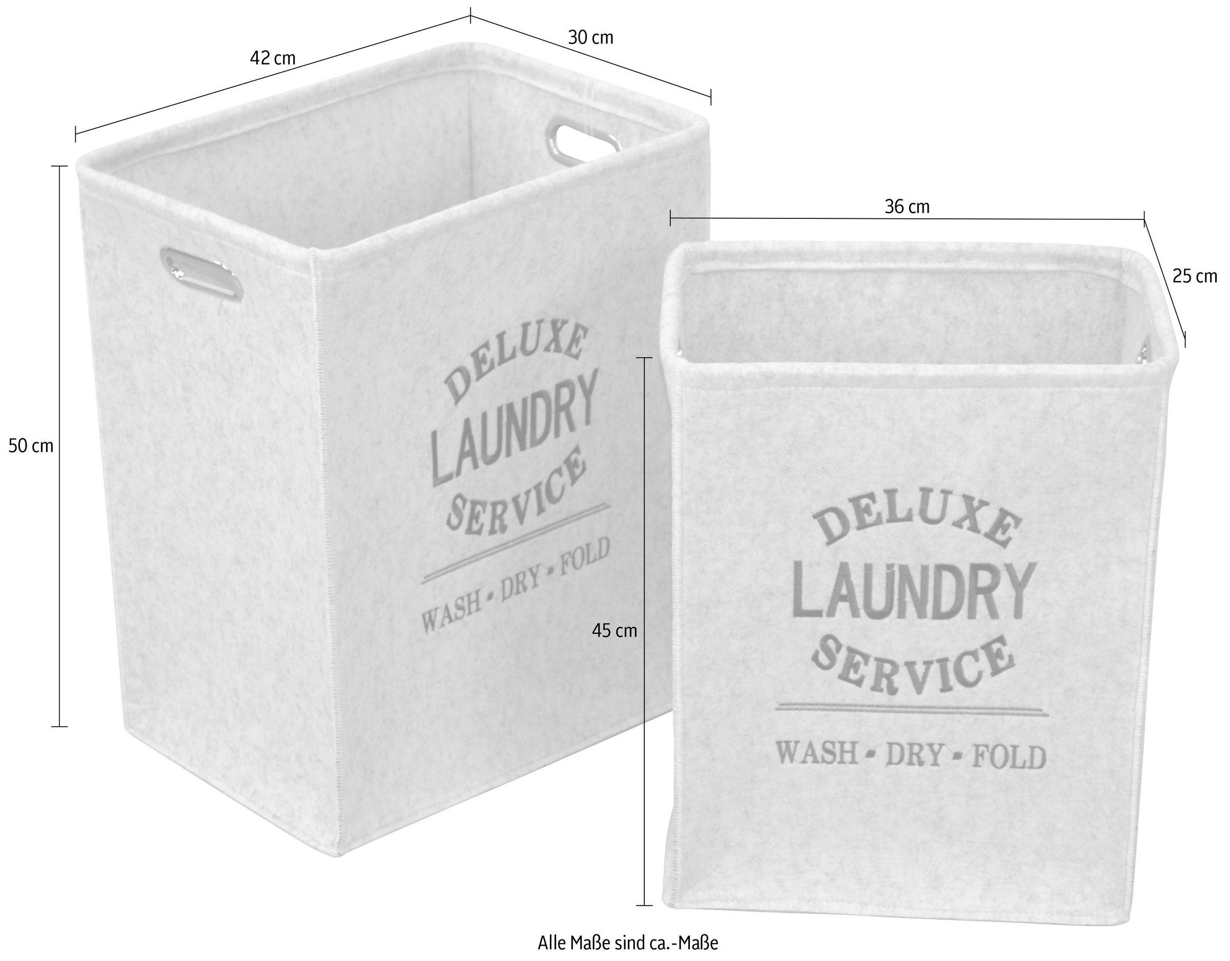Finde Home affaire Wäschesortierer, (Set, 2 St.), aus Filz, mit Aufdruck,  mit Griffen, Höhen 45 und 50 cm auf