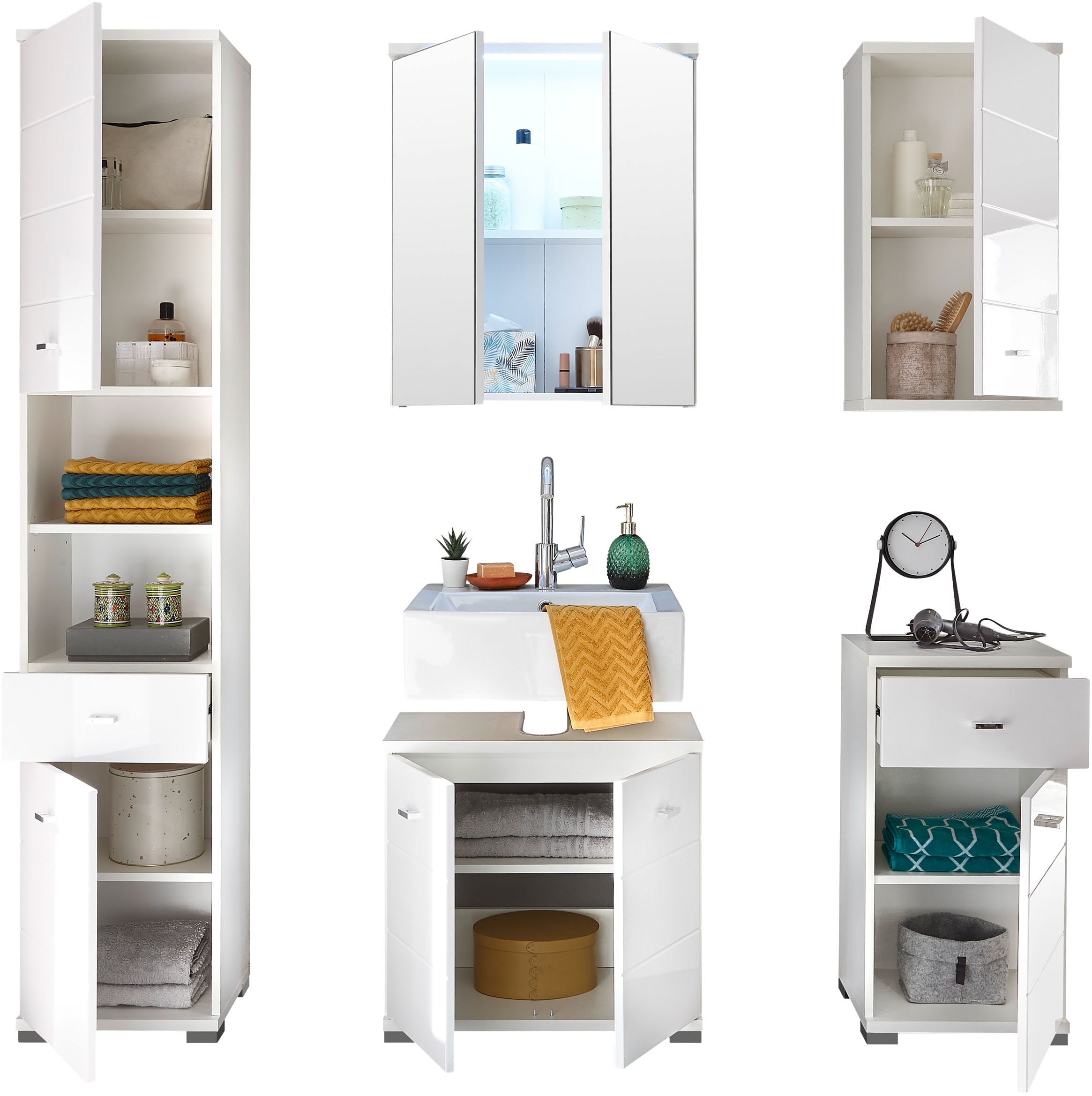 BASIC by Balculina Armoire suspendue »Pool, Badezimmerschrank BxHxT 38x71x23« 1 cuis tlg. largeur 38cm, porte montable à gauche/droite