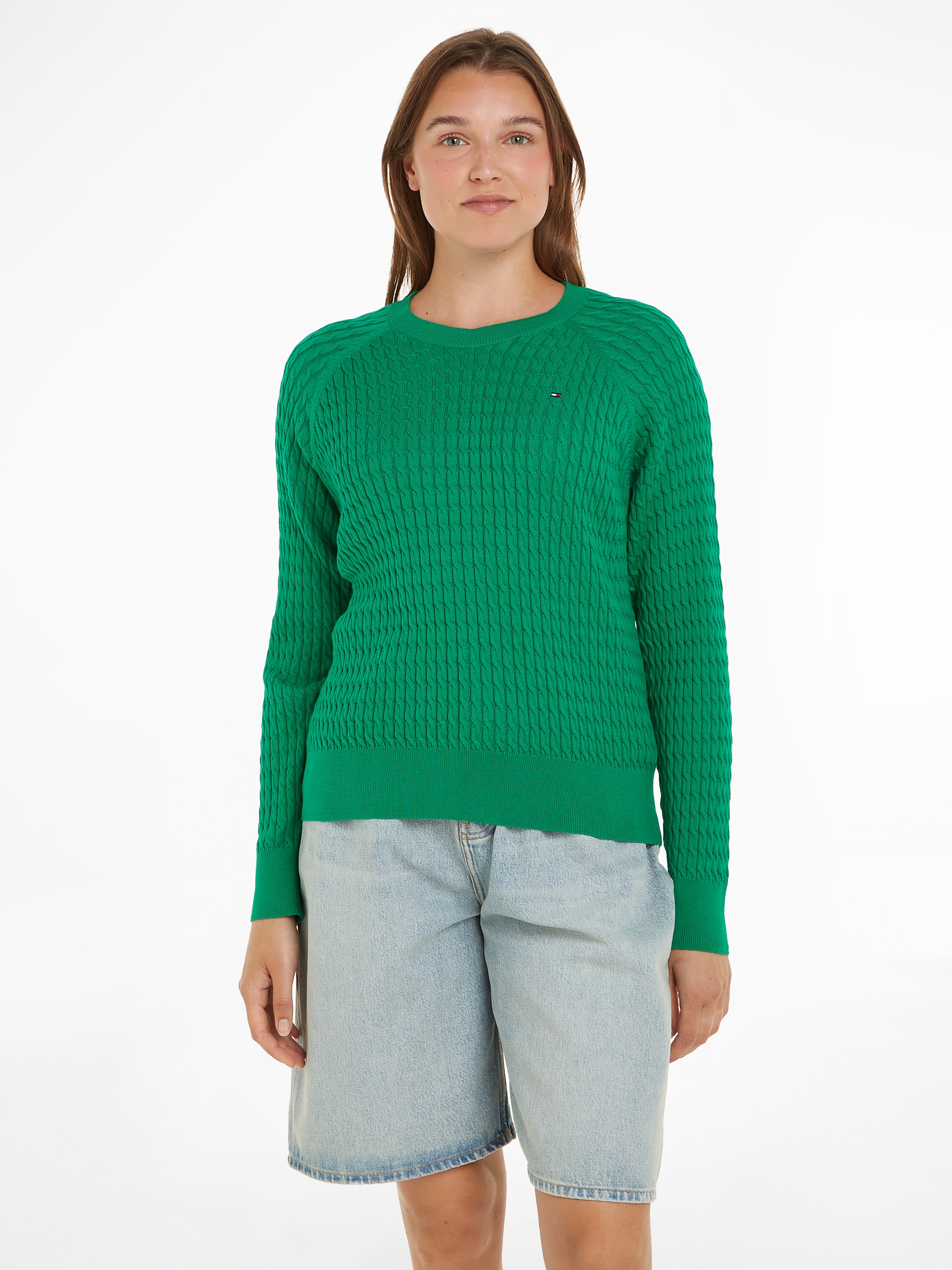 Tommy Hilfiger Rundhalspullover »CO CABLE C-NK SWEATER«, mit Zopfmuster-Tommy Hilfiger 1