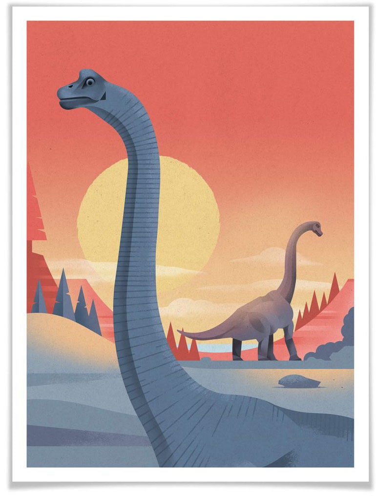 Poster »Brachiosaurus Dino Safari«, Dinosaurier, (1 St.), Poster ohne Bilderrahmen