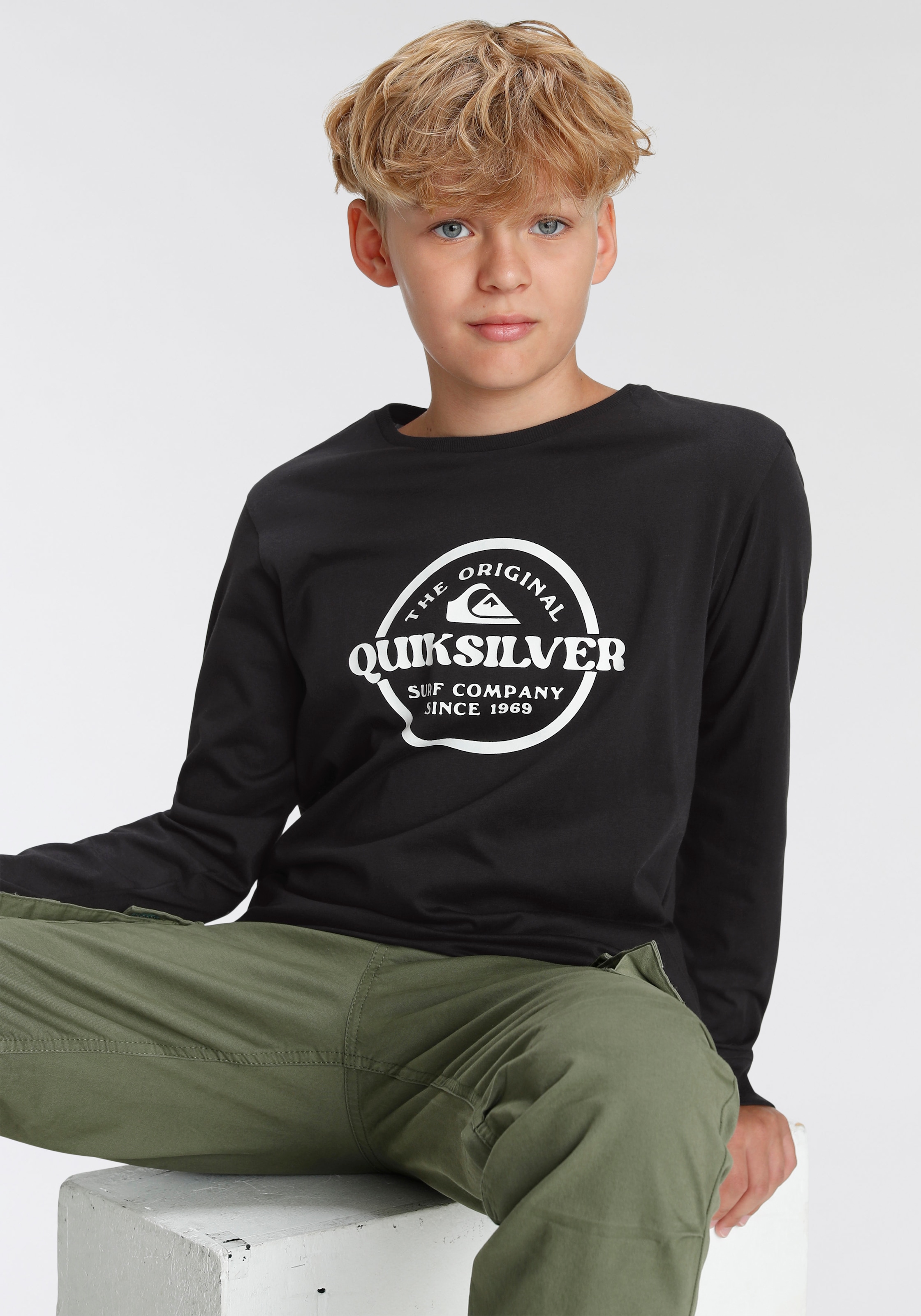 Quiksilver Langarmshirt »Jungen Doppelpack mit Logodruck«, (Packung, 2 tlg.)