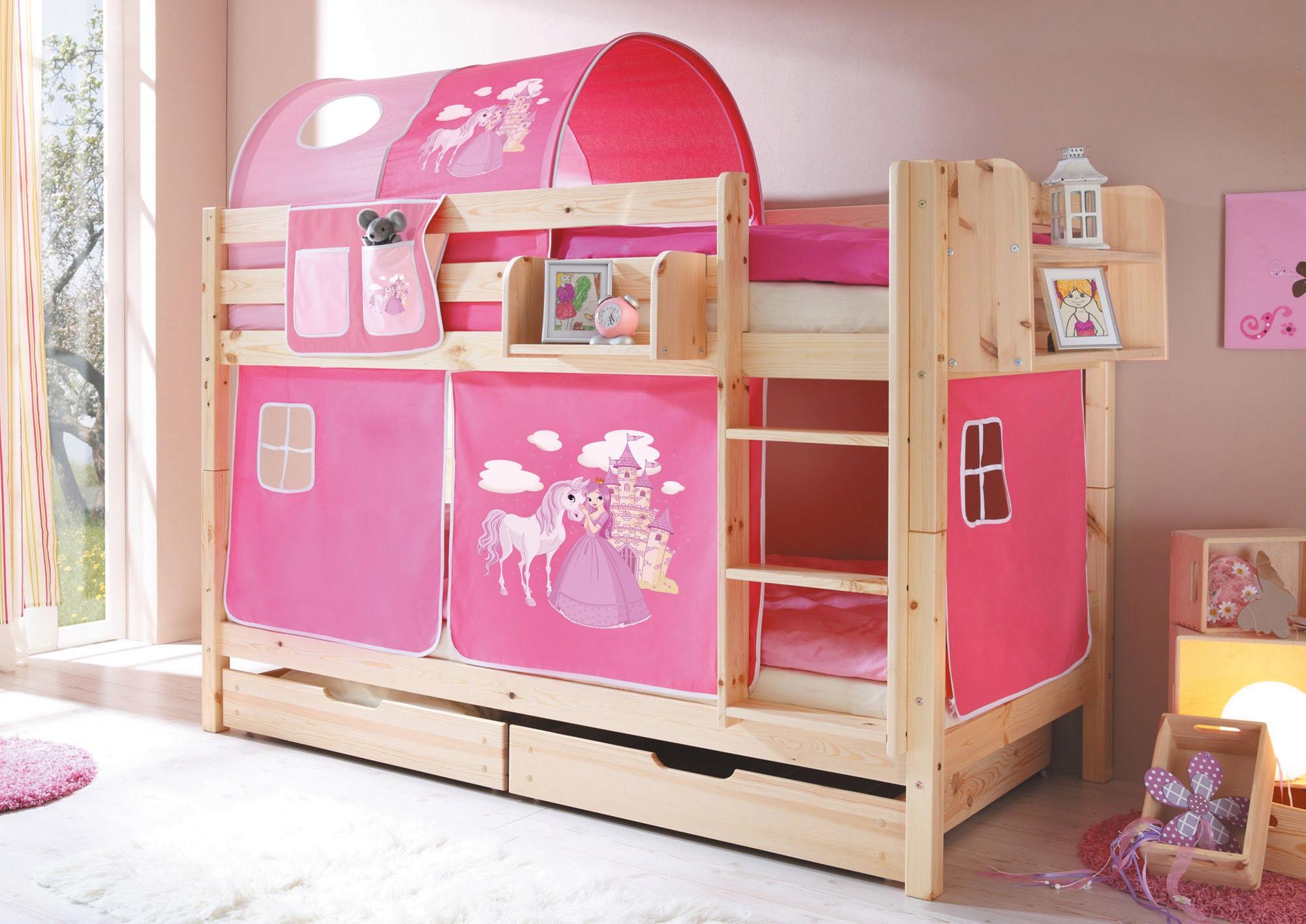 Image of Ticaa Etagenbett »Marcel«, mit Rollrost und Textil-Set, Kiefer bei Ackermann Versand Schweiz