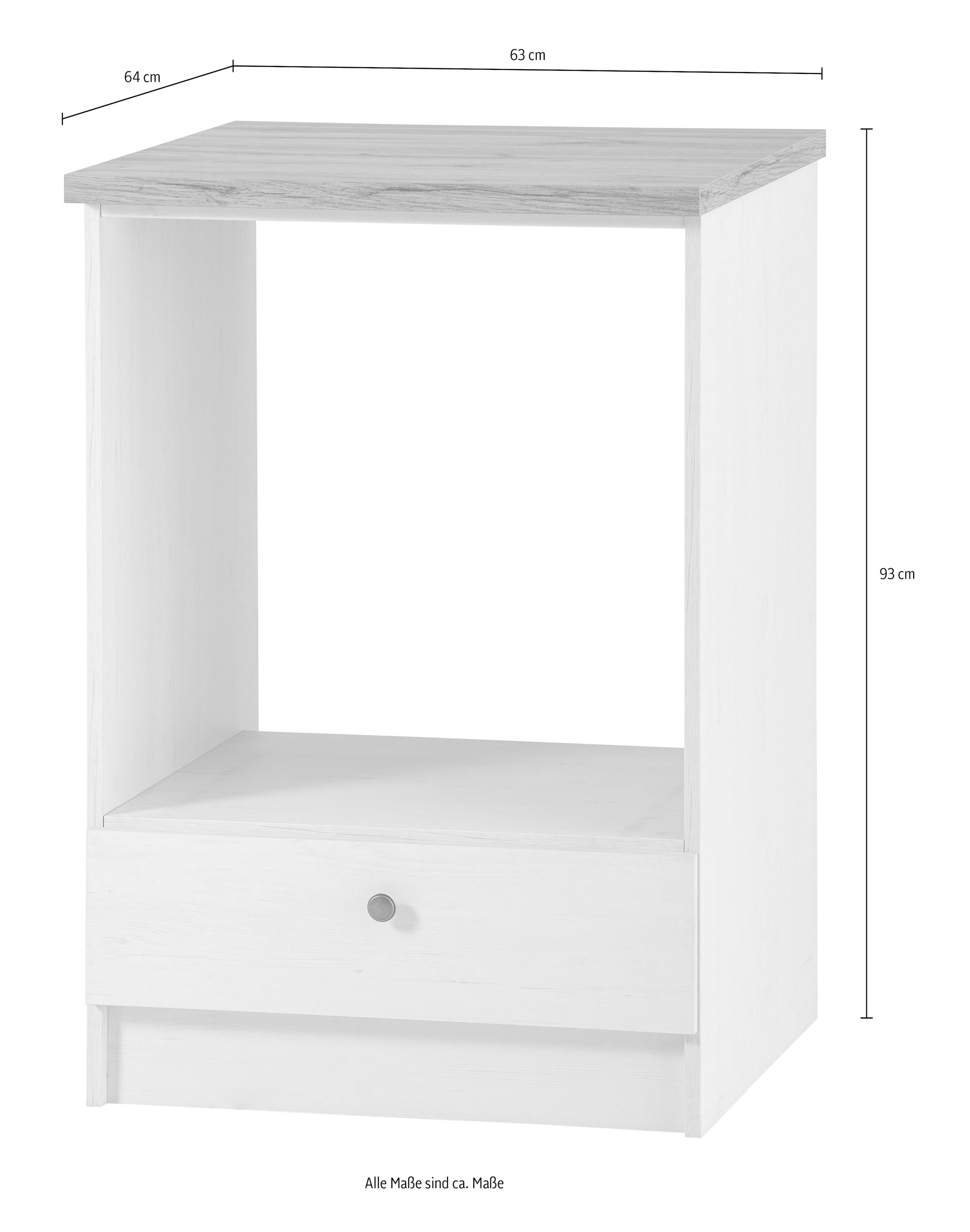 KOCHSTATION Herdumbauschrank »KS-Westminster, Herdumbau, Unterschrank, Ofenschrank, Küchenschrank« Breite 63 cm, Nischenmass B/T/H 56,8/62,5/58,8 cm, mit 1 Schubkasten