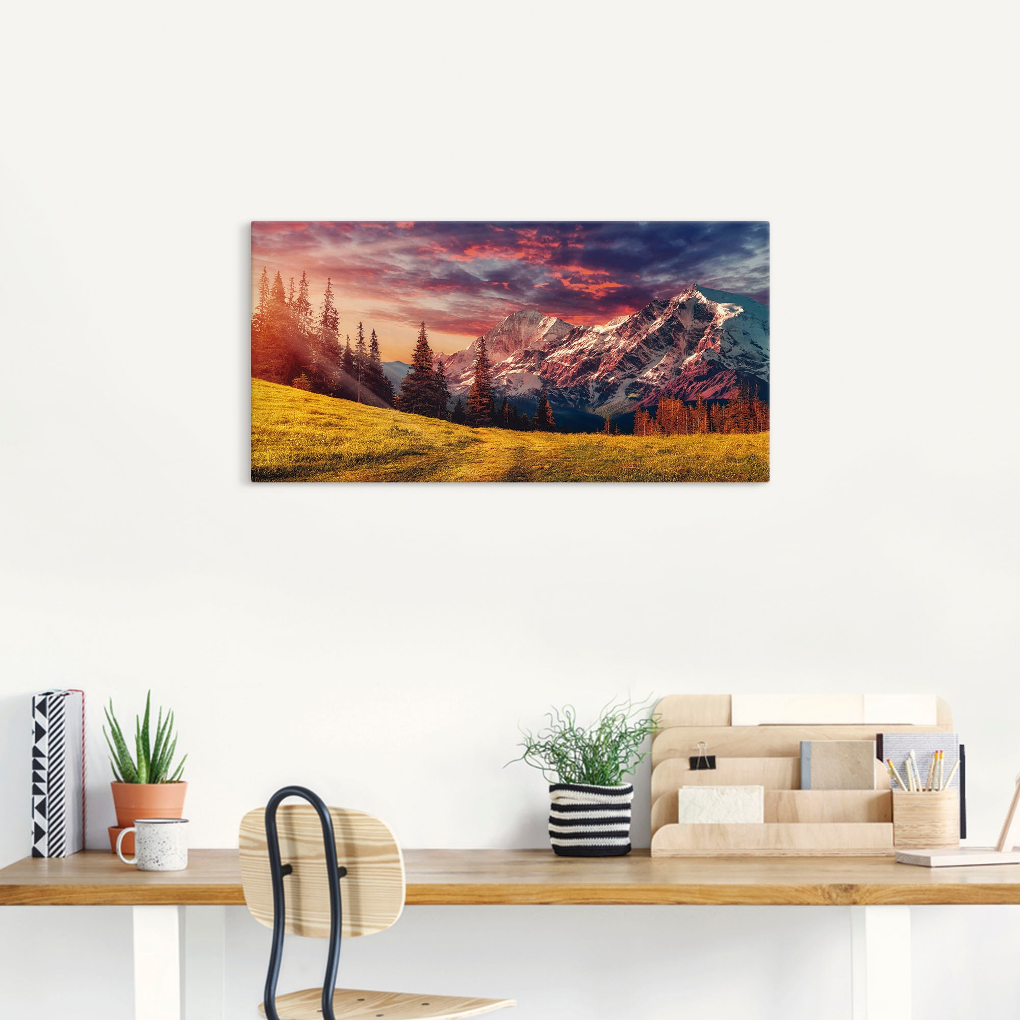 Artland Leinwandbild "Alpines Hochland" Berge & Alpenbilder 1 Stk. tlg. auf Holzrahmen gespannt