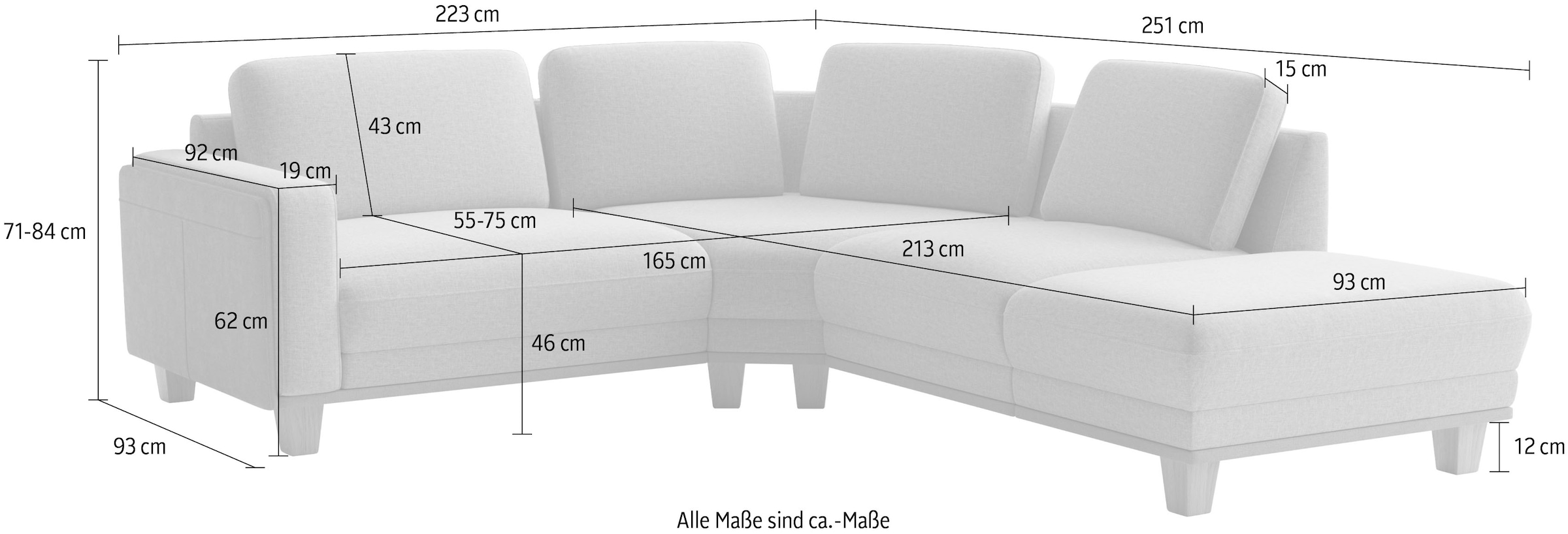 sit&more Ecksofa »Concept« Modernes Sofa in drei Fussfarben zur Auswahl