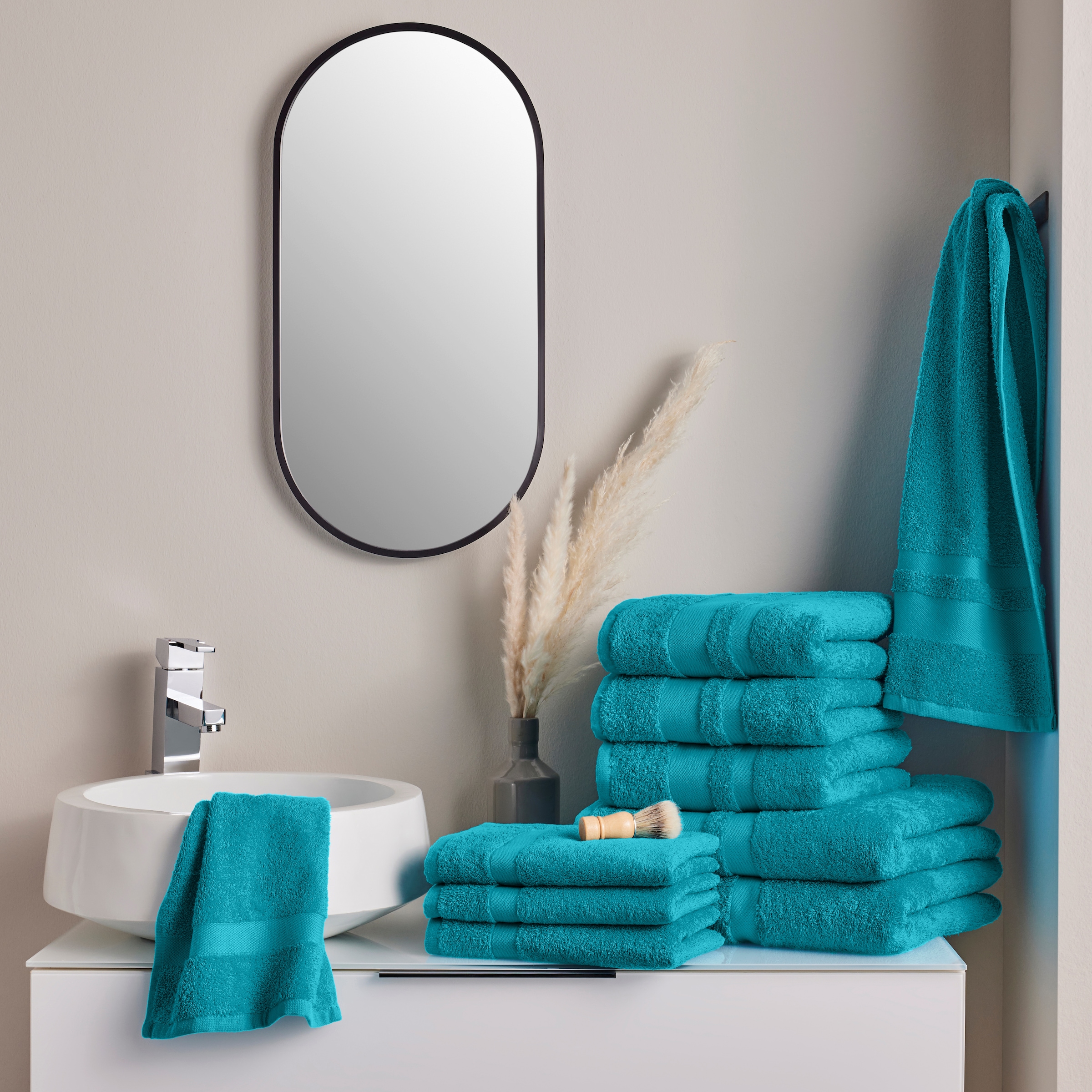 GOODproduct Set de serviettes »Vanessa, 10-tlg Handtuch-Set, weich, in Standard- und Premium-Qualität« Ensemble 10 pièces Frottee en feutre 100% Baumwolle, Duschtücher, Handtücher, Gästetücher, mit Bordüre