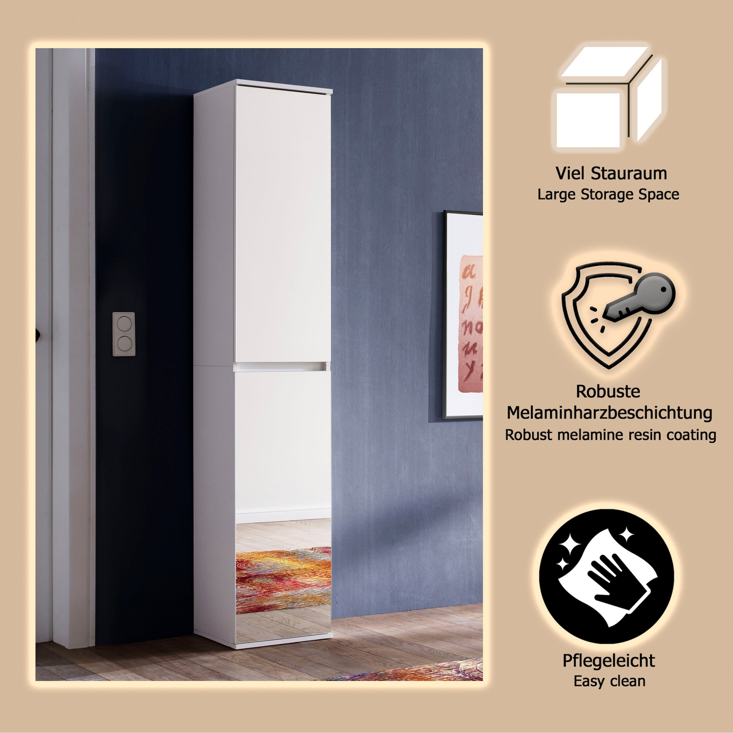 Home affaire Armoire vestiaire »Malcesine« Garderobenschrank mit 2 Türen - (B/T/H) 37/34/191 cm