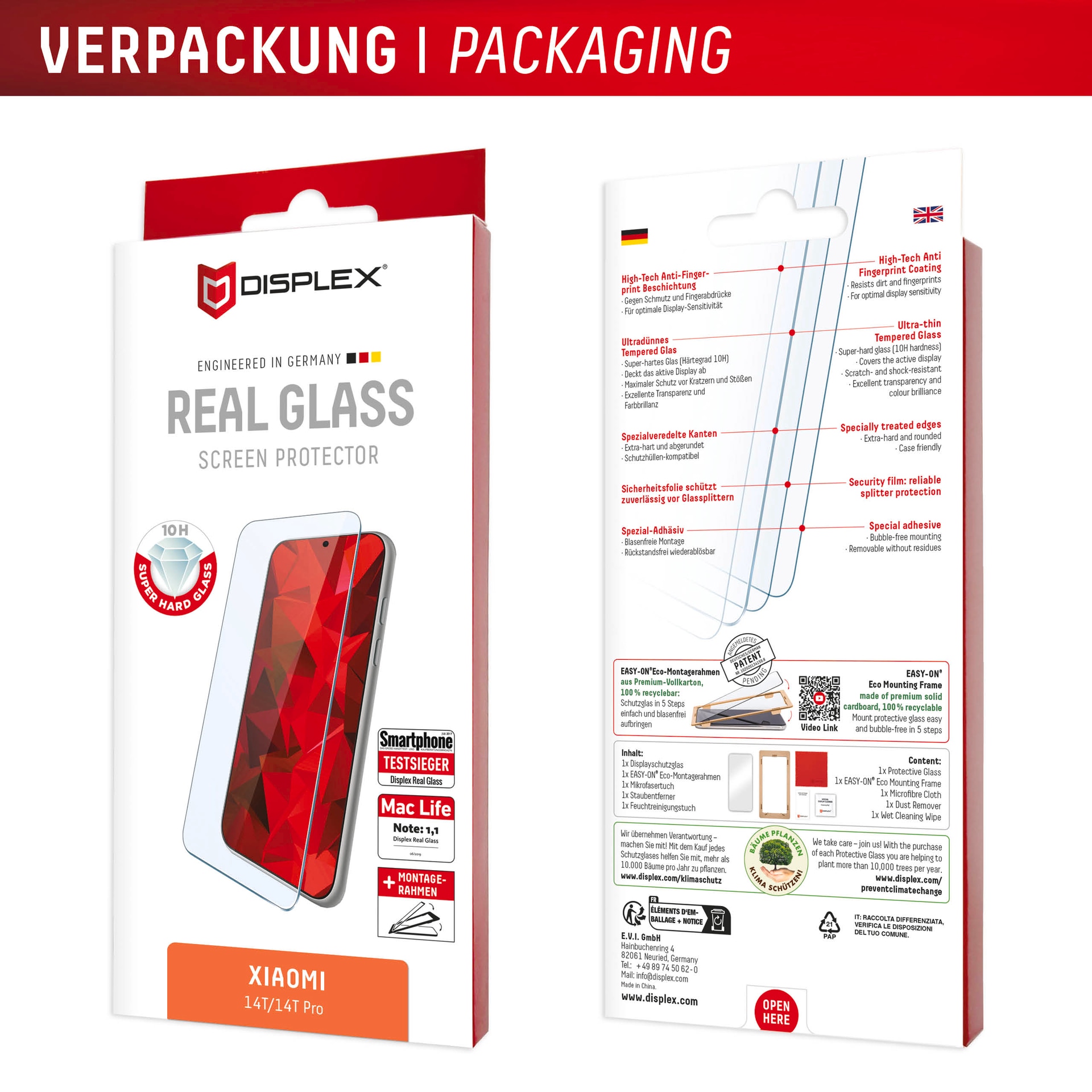 Displex Displayschutzglas »Real Glass«, Displayschutzfolie, Schutzfolie, Bildschirmschutz, kratz- & stossfest