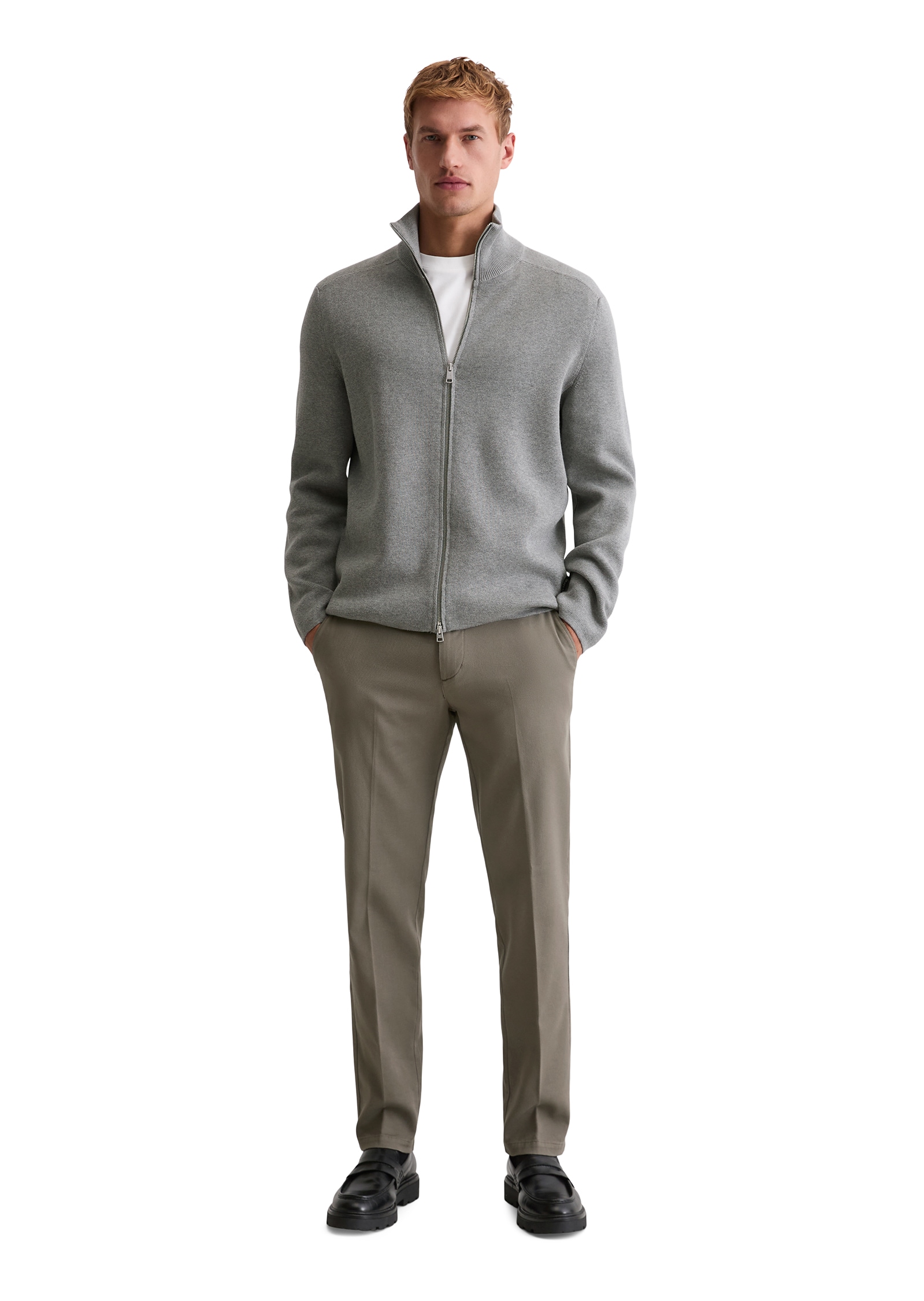 Marc O'Polo Strickjacke »regular fit aus reiner Bio-Baumwolle« 2-Wege-Reissverschluss