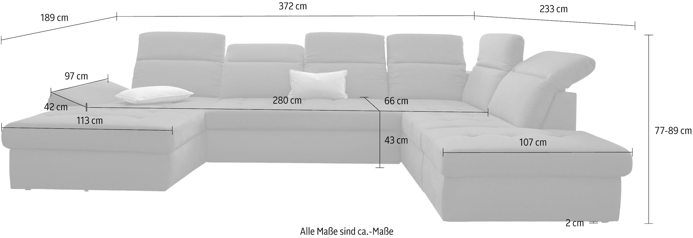 sit&more Wohnlandschaft »Stardust U-Form«, inklusive Kopfteilverstellung und Armlehnenfunktion
