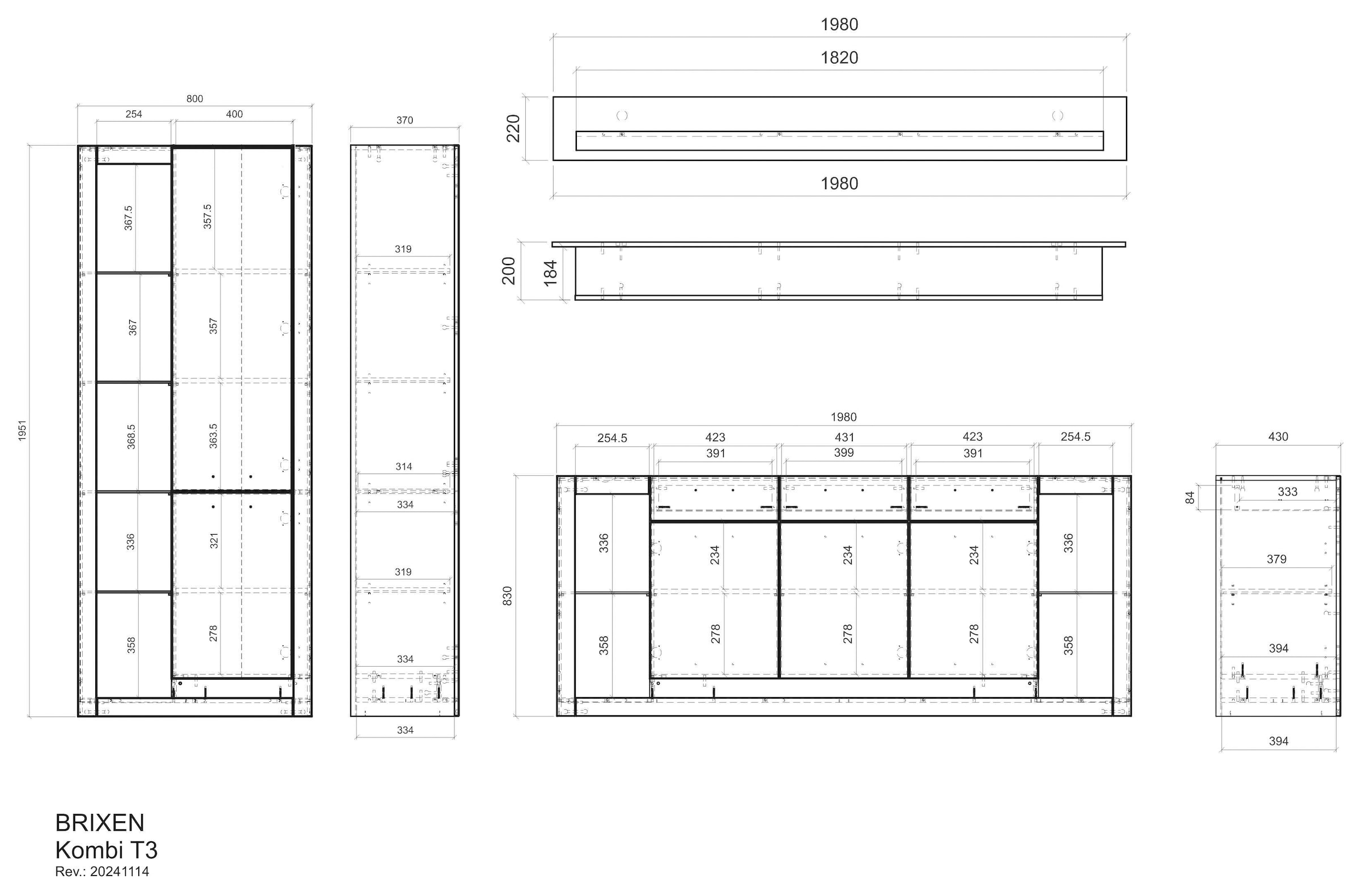 INOSIGN Wohnwand »Brixen, moderne Anbauwand, Wohnzimmer-Set, Eiche Evoke Dekor mit Weiss«, (Set, 3 St.), enthält Stauraumelement, Sideboard und Wandboard