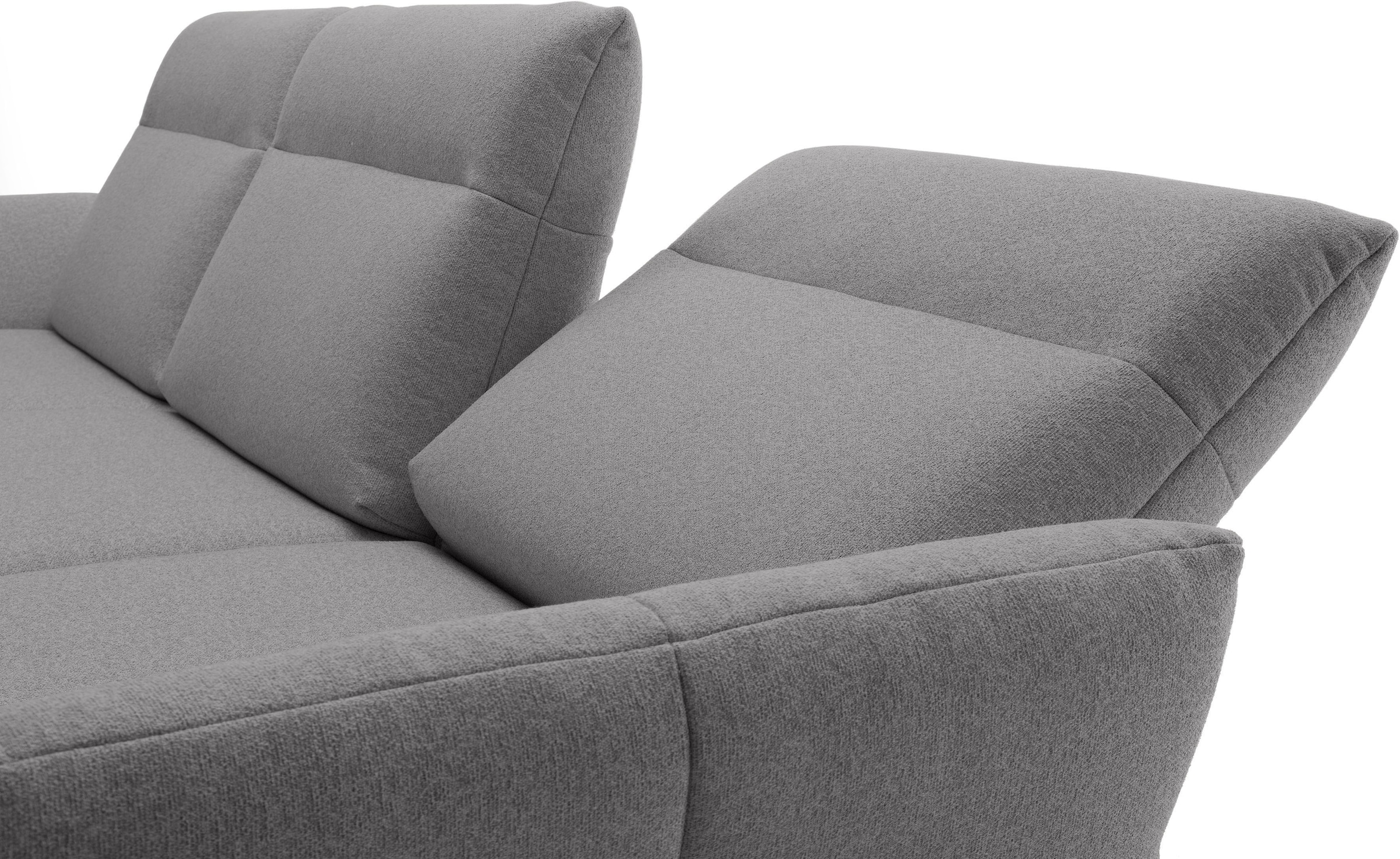 Creation BY ROLF BENZ Canapé d'angle »CR.460 Designsofa mit erstklassigem Sitzkomfort« socle en noyer, pieds d’angle en gris ombre, largeur 338 cm