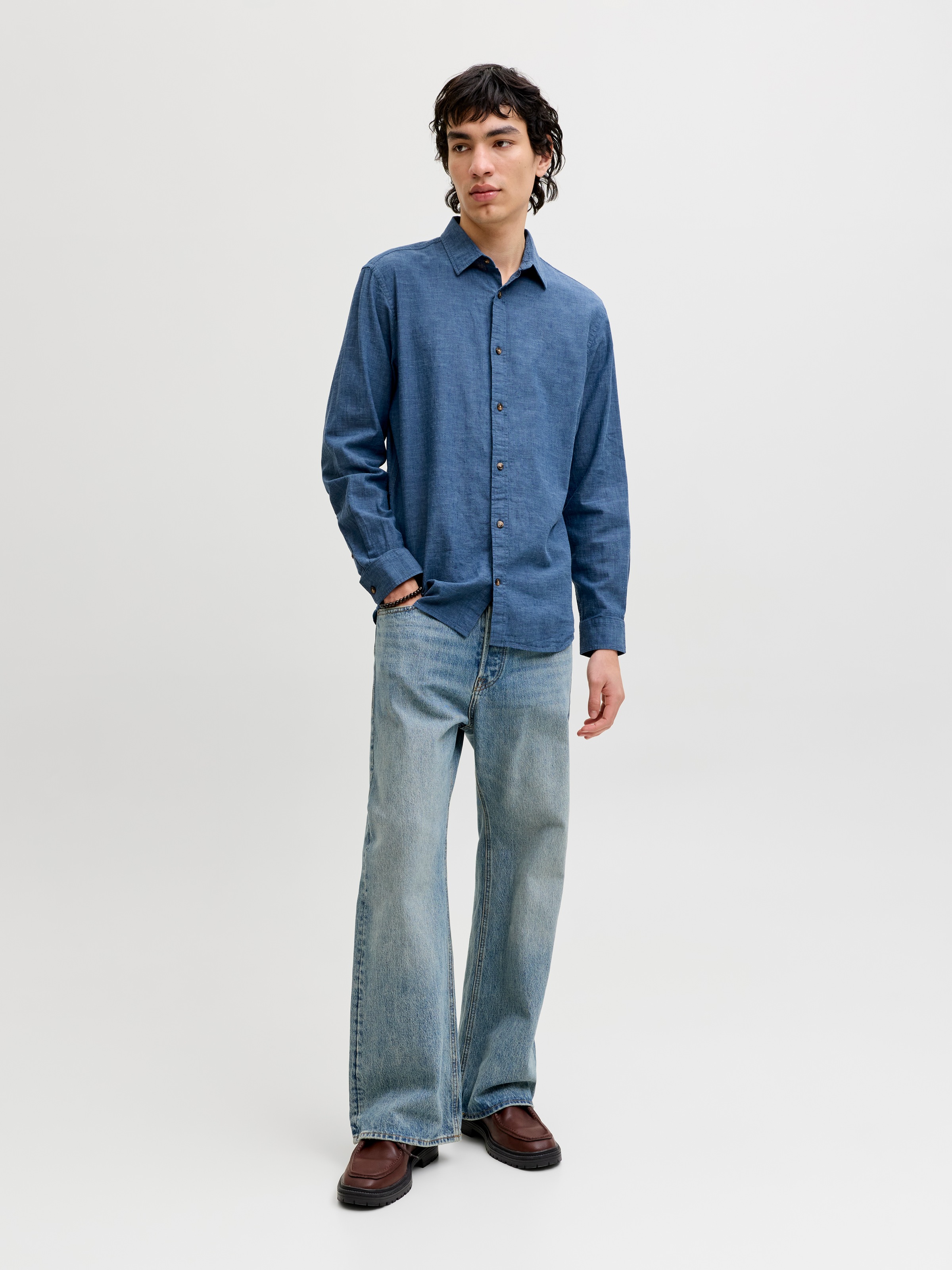 Jack & Jones Chemise à manches longues »JJESUMMER LINEN BLEND SHIRT L/S SN« mélange coton, coupe régulière