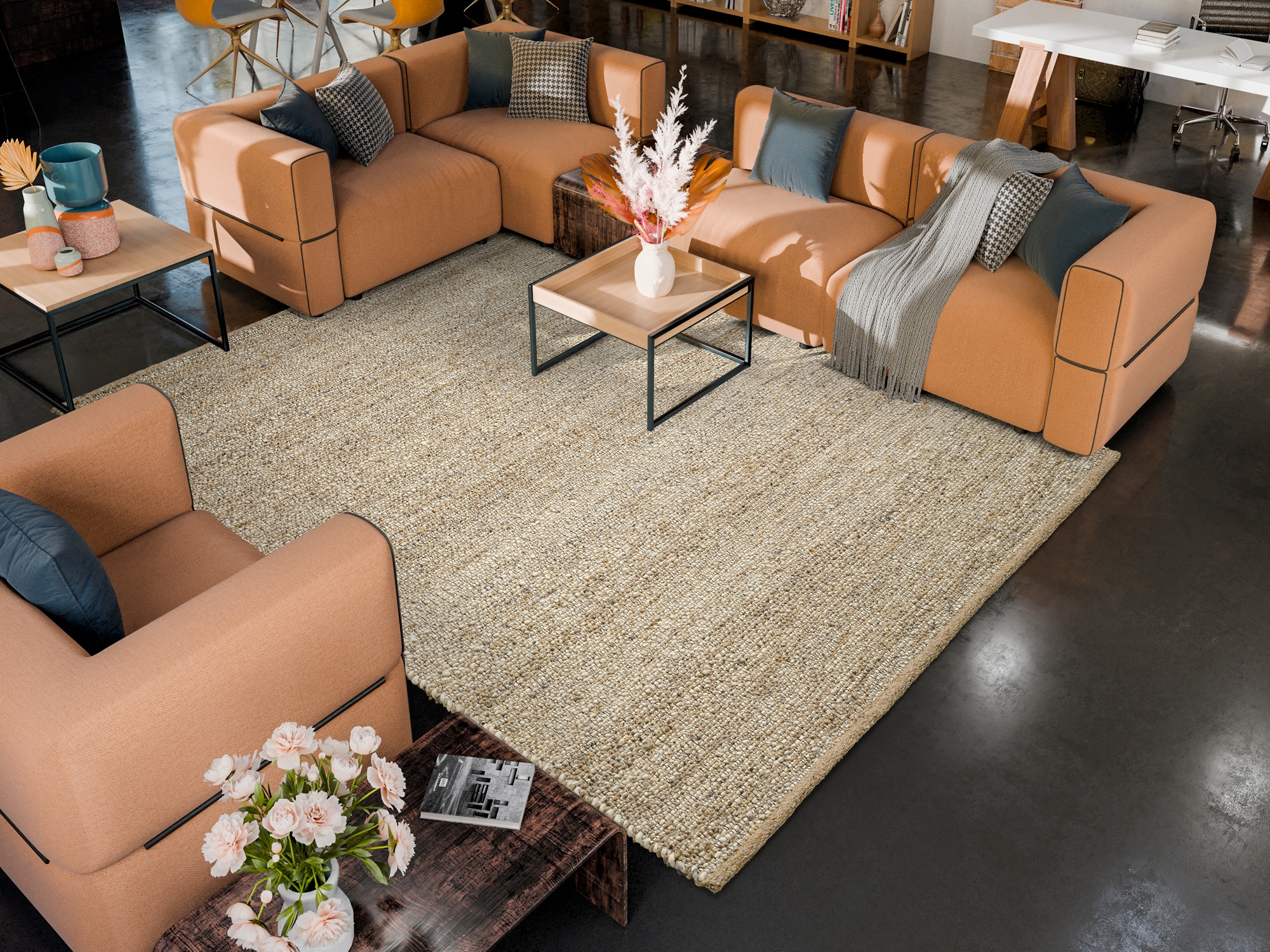 OCI DIE TEPPICHMARKE Tapis en laine »COUNTRY HANDWEB« Rectangulaire 12 mm Höhe 95 % laine, tissé main, fibres naturelles, tapis réversible, salon