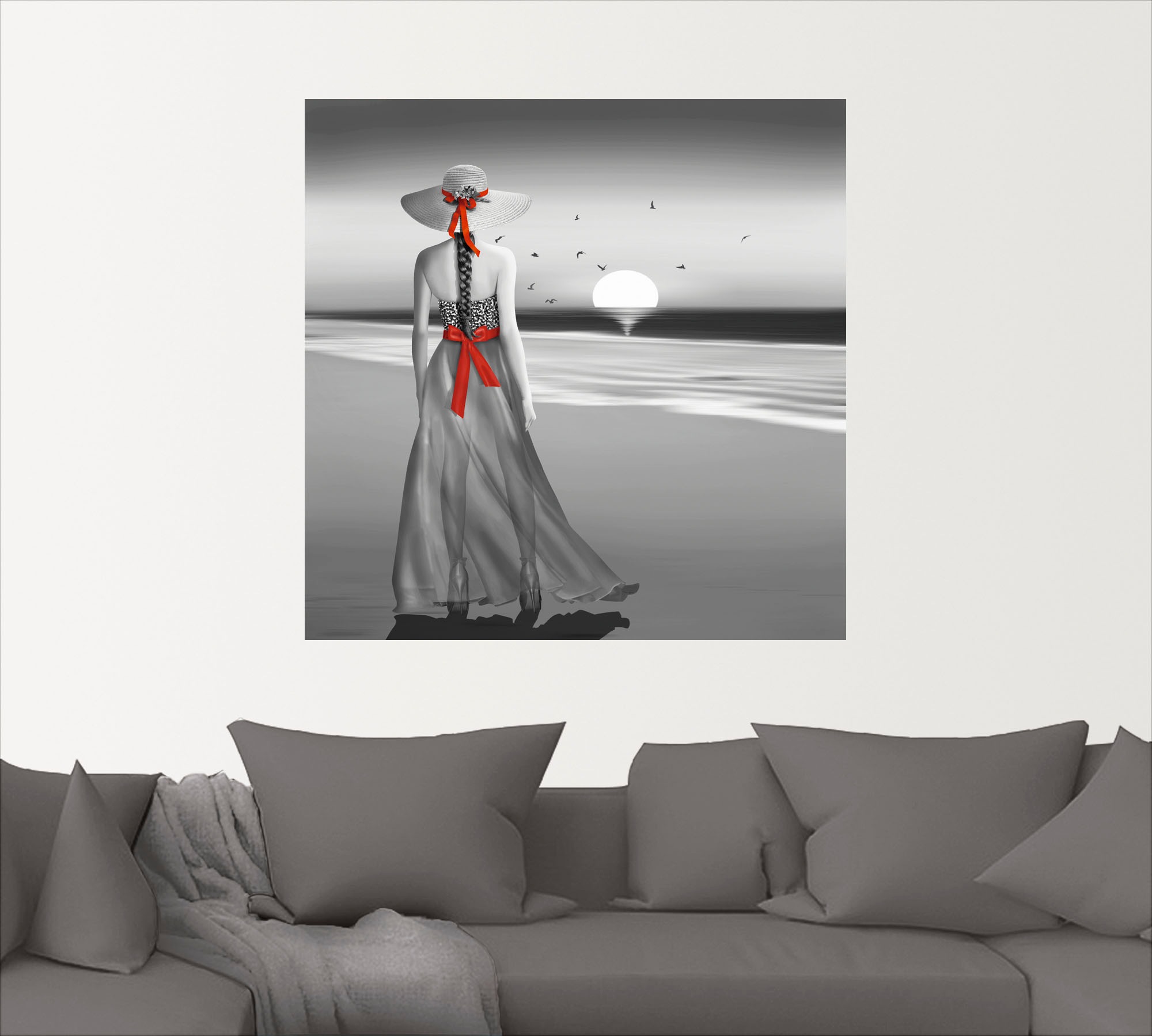 Artland Wandbild »Ein Blick zurück aufs Meer«, Frau, (1 St.), als Alubild, Outdoorbild, Leinwandbild, Poster, Wandaufkleber