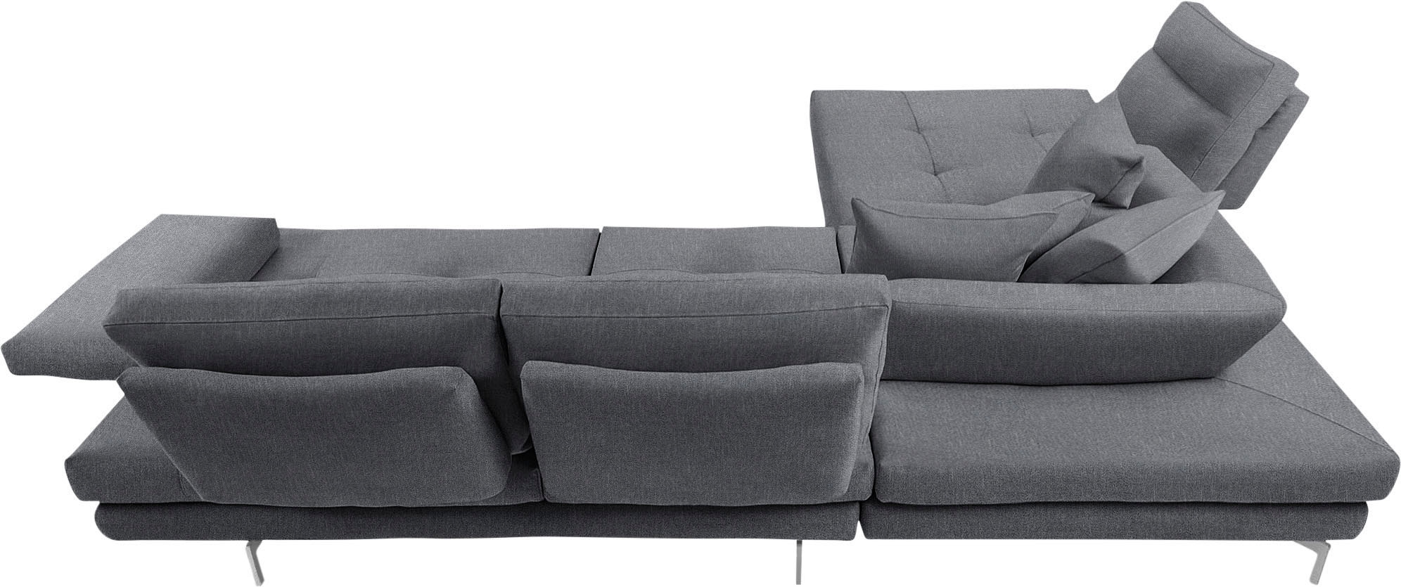CALIA ITALIA Ecksofa »Toby Wing, L-Form, Designsofa mit sensationellem Sitzkomfort« Sitztiefenverstell.,wahlw. mit Kissen-Set, Füsse chrom glänzend