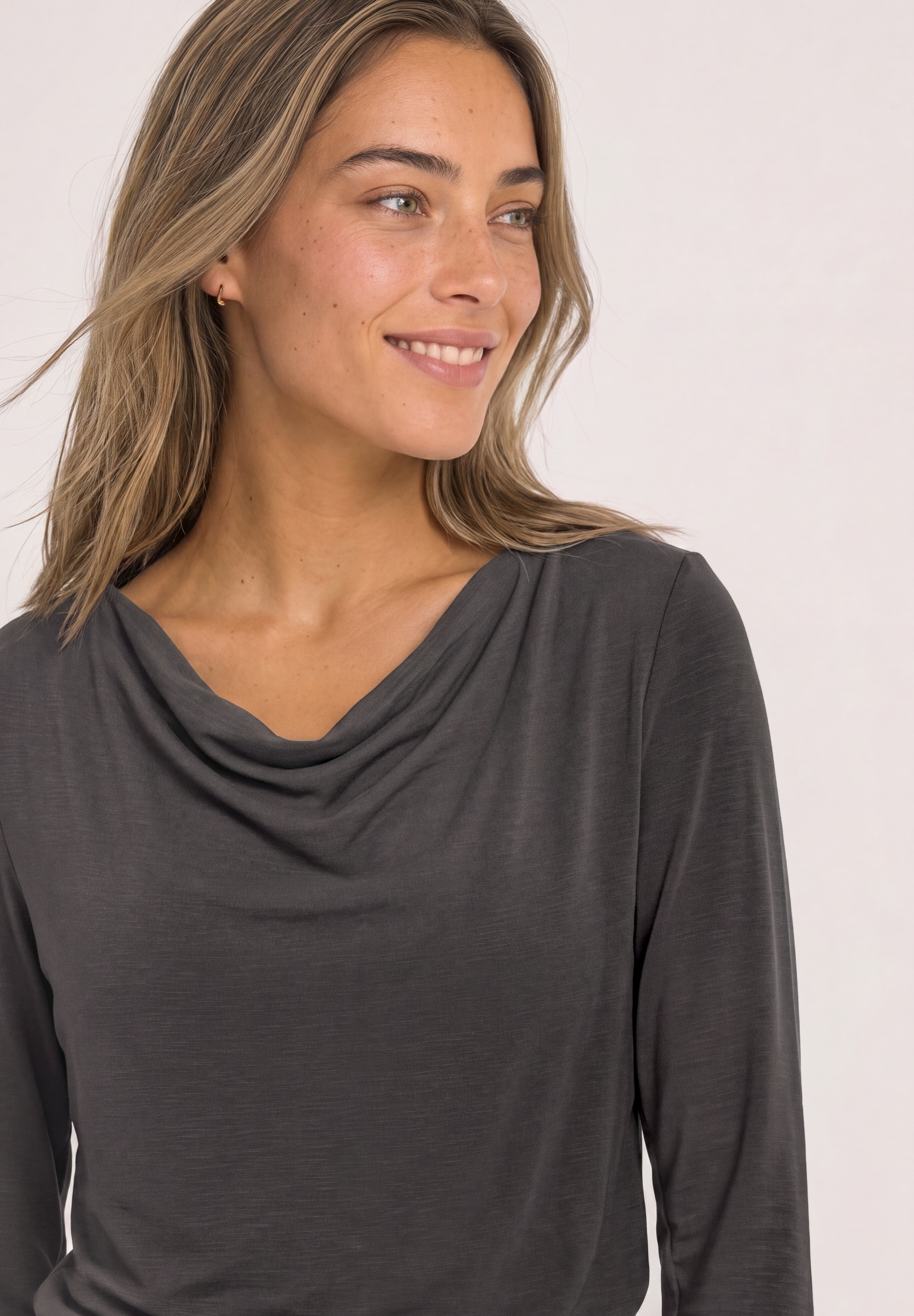 STREET ONE T-shirt cascade Chemise effet soie avec devant drapé