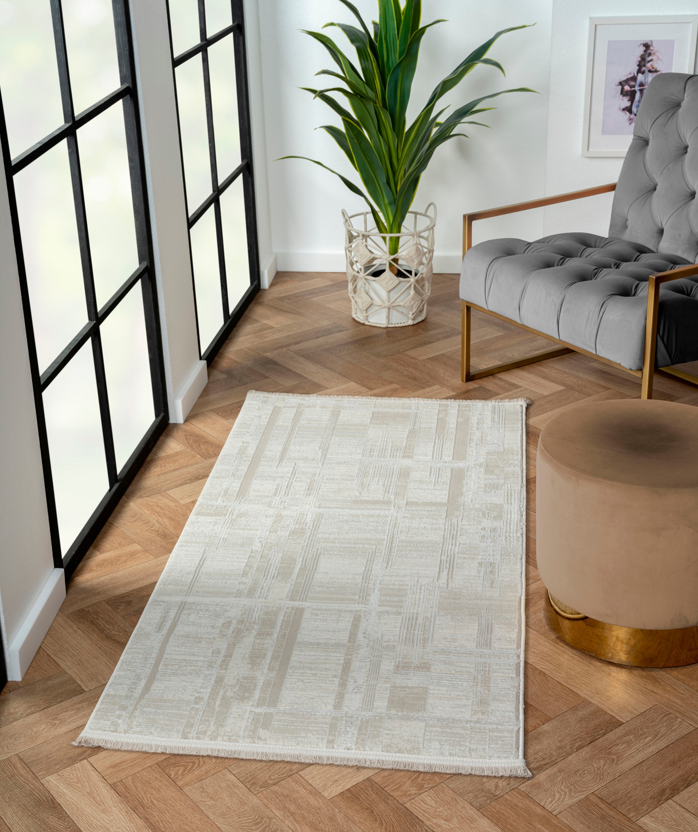 Image of Myflair Möbel & Accessoires Teppich "My Favorite" rechteckig 10 mm Höhe Kurzflor, Retro-Style, mit Fransen, besonders weich