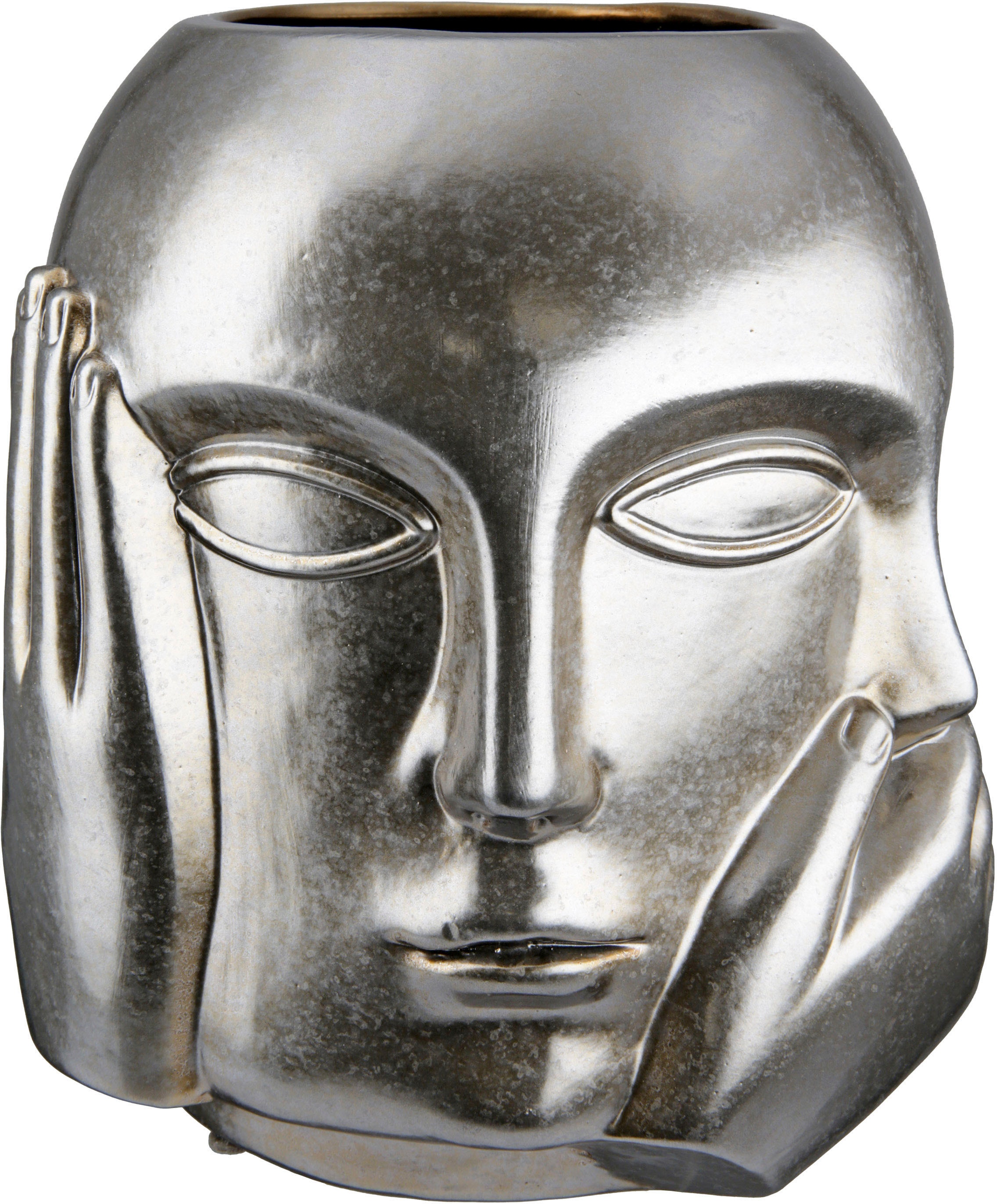 Casablanca by Gilde Vase de table »Ponto, nichts sehen, hören, reden, Höhe ca. 23 cm« dekorative Vase aus Keramik, Blumenvase