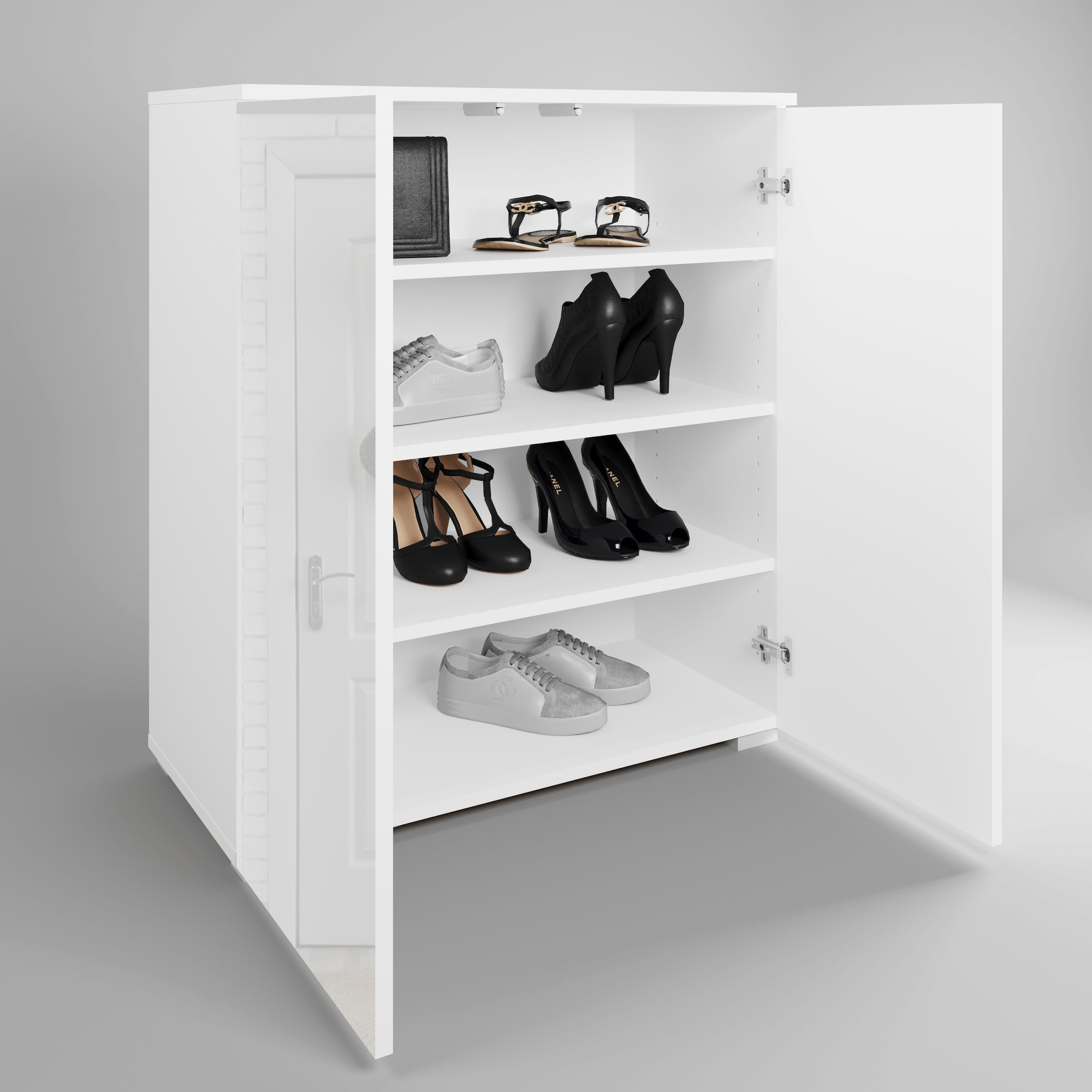 GOODproduct Commode à chaussures »Paris« zwei Türen mit verstellbaren Einlegeböden, Breite 70cm
