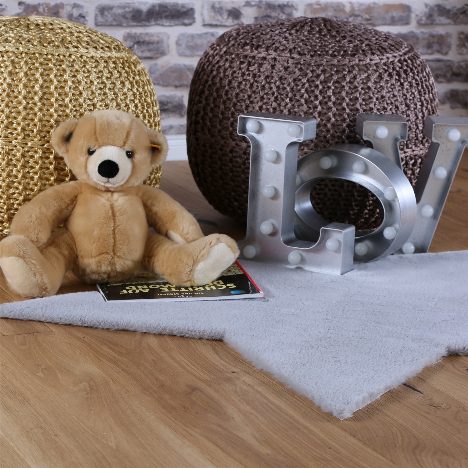 Kayoom Tapis pour enfants »Lille 868« En forme d'étoile 15 mm Höhe Kurzflor, Rabbit, weich flauschig, Stern Kontur