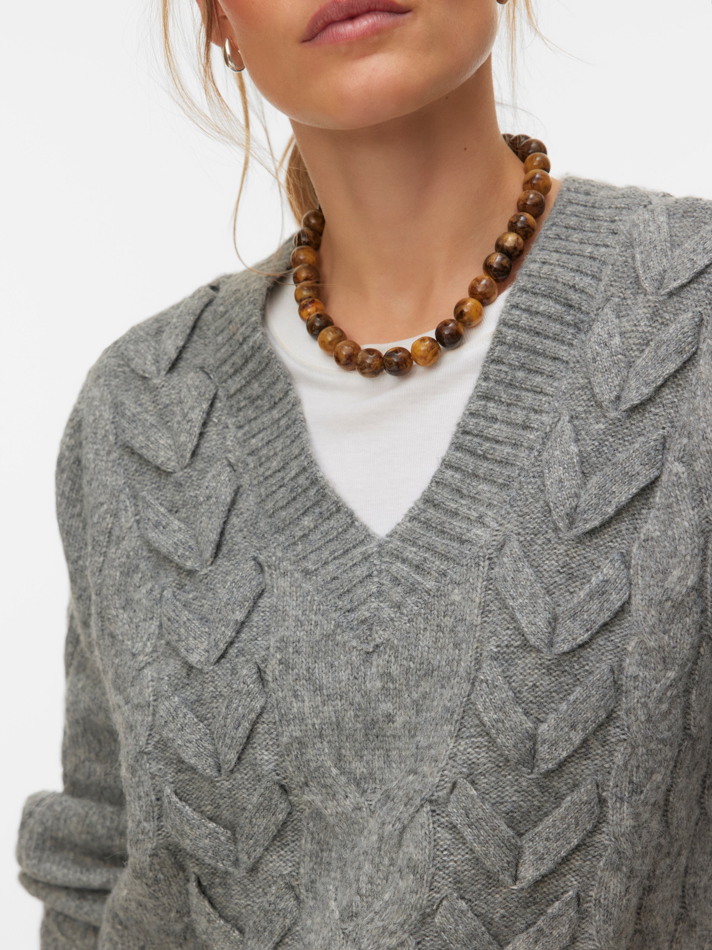 Vero Moda Pull en tricot »VMMARLA LS V-NECK PULLOVER BOO« Materialmix, mit Wollanteil