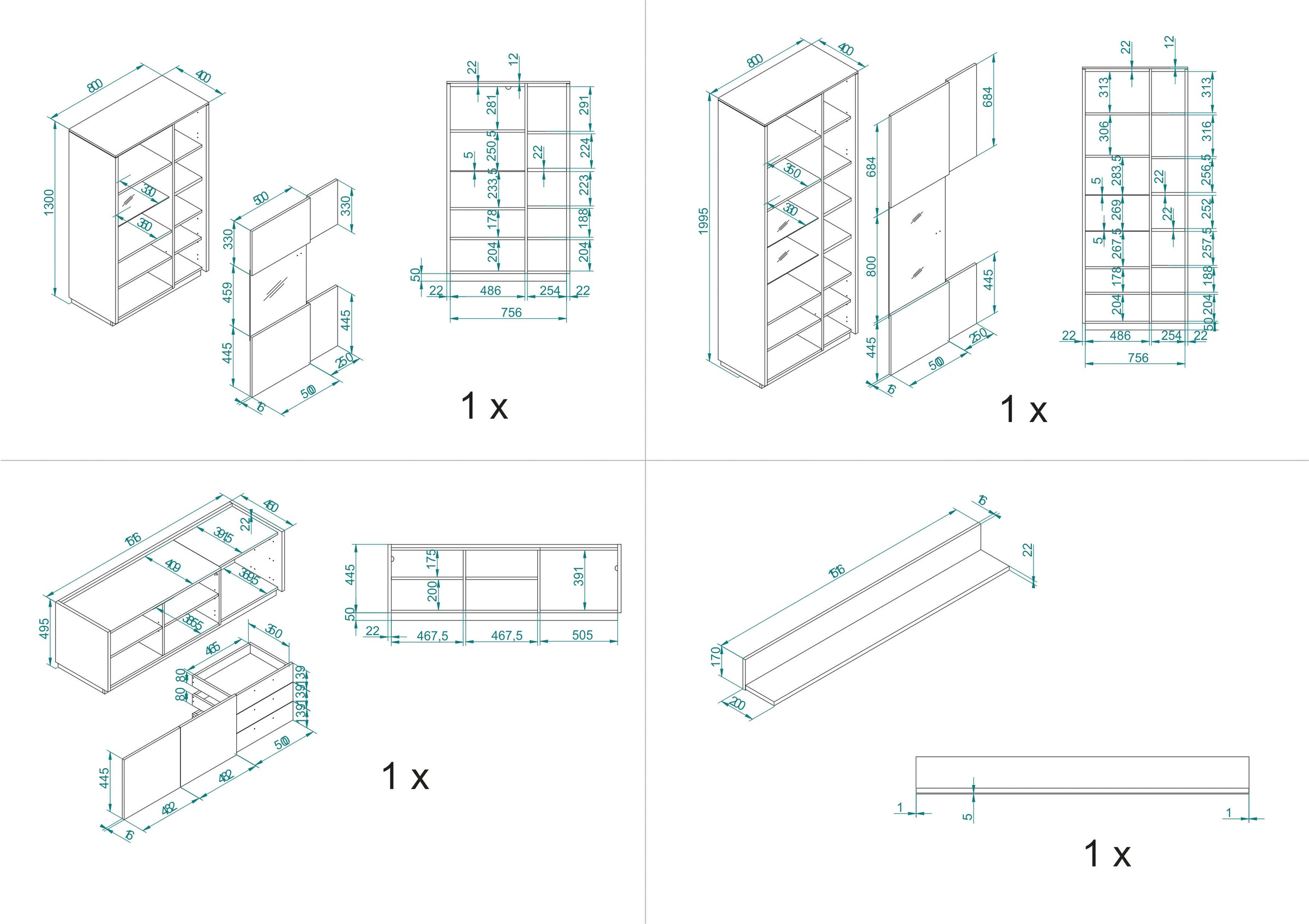 INOSIGN Schrank-Set »LARGO«, (Set, 4 St.), mit Soft-Close-Funktion